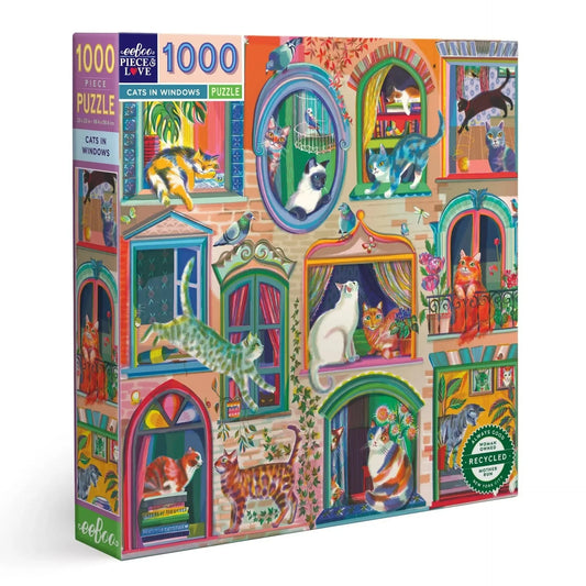 Cats in Windows 1000 Piece Jigsaw Puzzle eeBoo