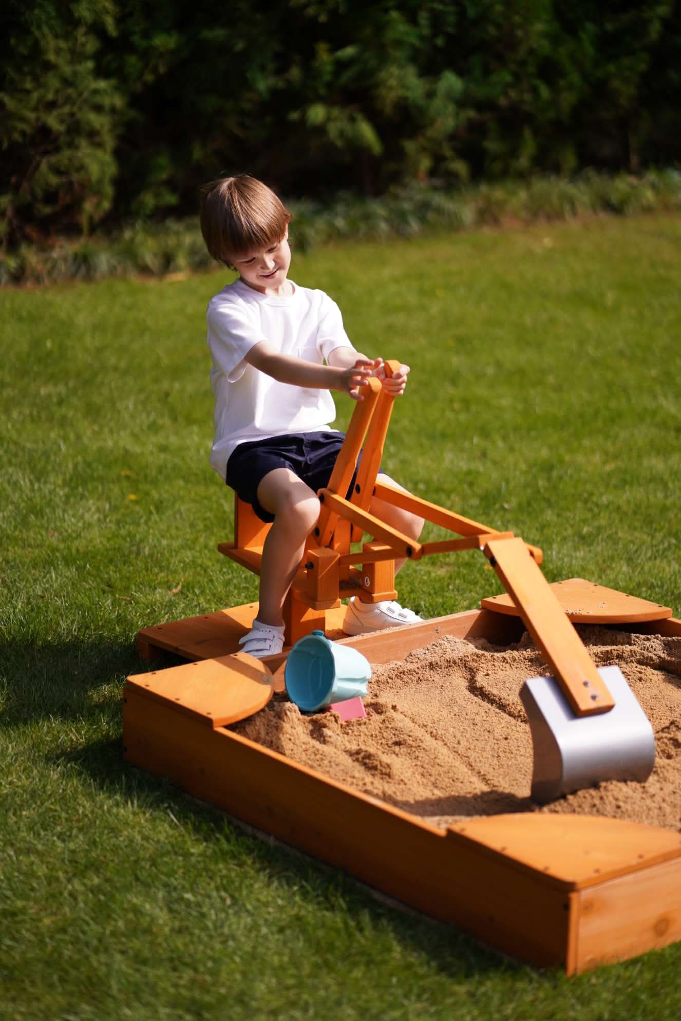 Outdoor Excavator Digger Toy for Kids | Backyard Construction Ride-On (Sandbox Not Included) - Chickadees Wooden Toys