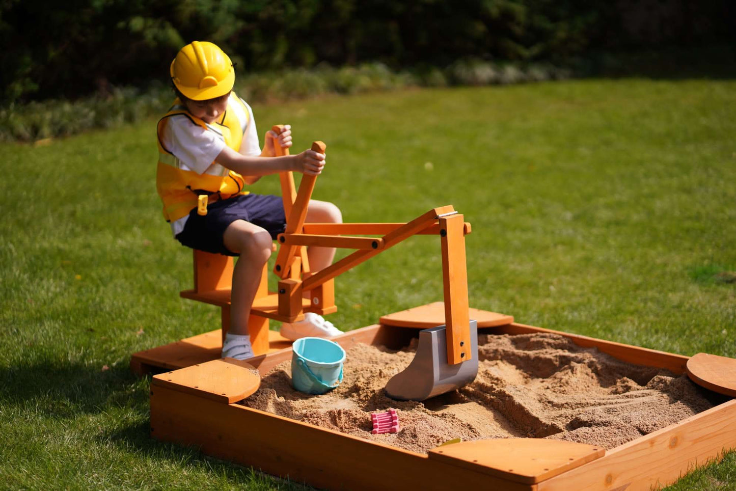 Outdoor Excavator Digger Toy for Kids | Backyard Construction Ride-On (Sandbox Not Included) - Chickadees Wooden Toys