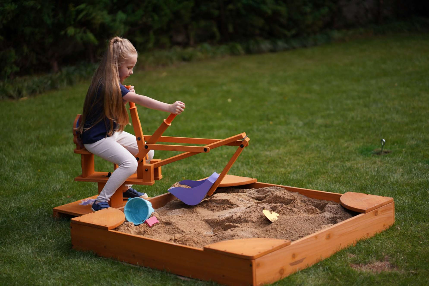 Outdoor Excavator Digger Toy for Kids | Backyard Construction Ride-On (Sandbox Not Included) - Chickadees Wooden Toys