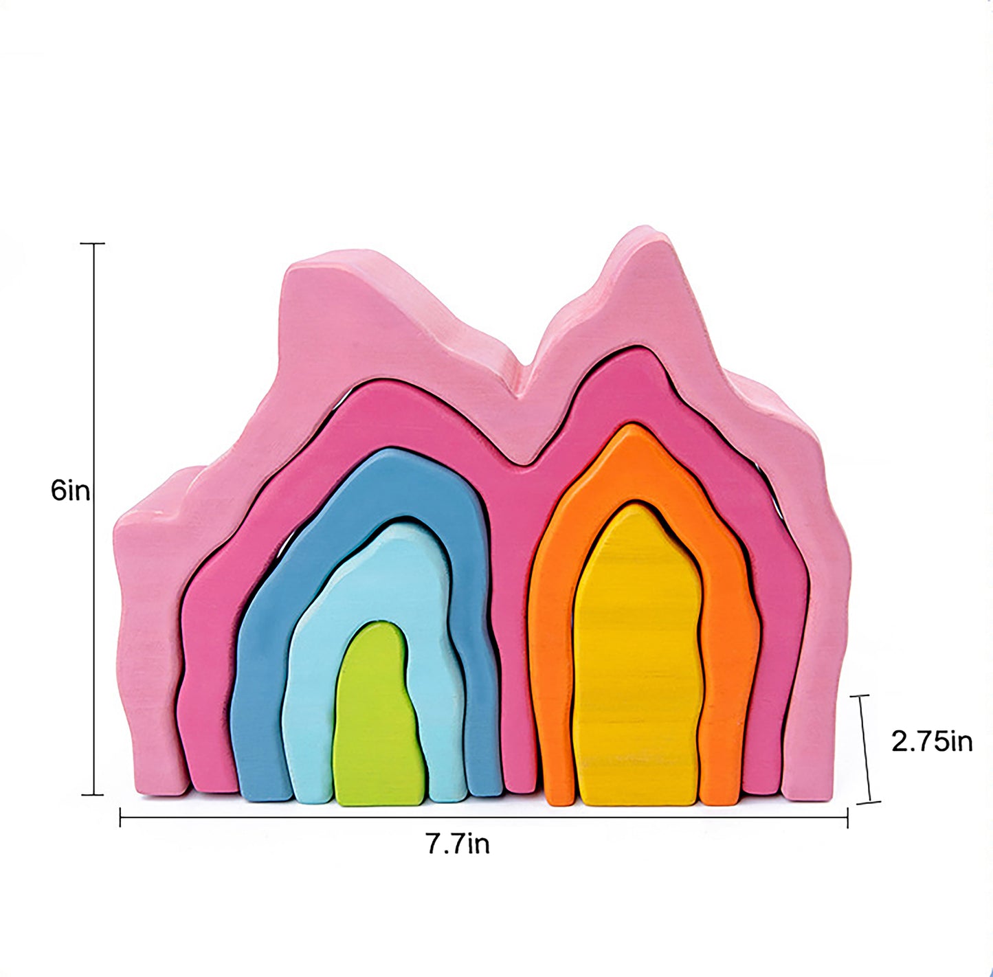 Wooden Mountain Rainbow Stacker Toy Puzzle Blocks - Chickadees Wooden Toys