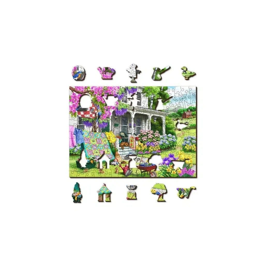 Countryside Garden 200 Piece Wood Jigsaw Puzzle Wooden City - Chickadees Wooden Toys