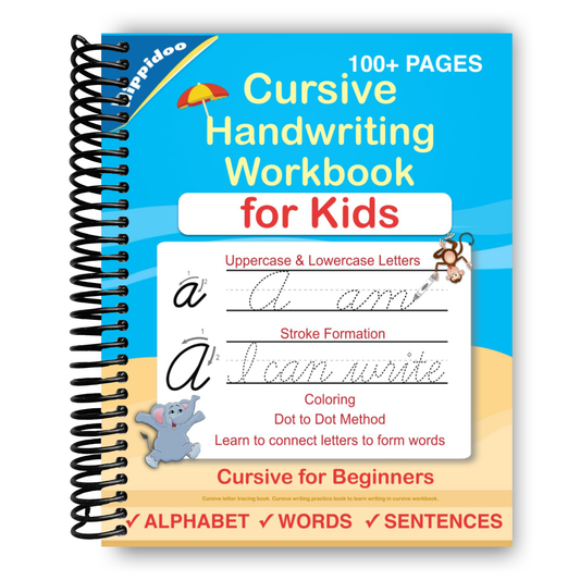 Cursive Handwriting Workbook For Kids: Cursive for beginners workbook (Spiral Bound) - Chickadees Wooden Toys