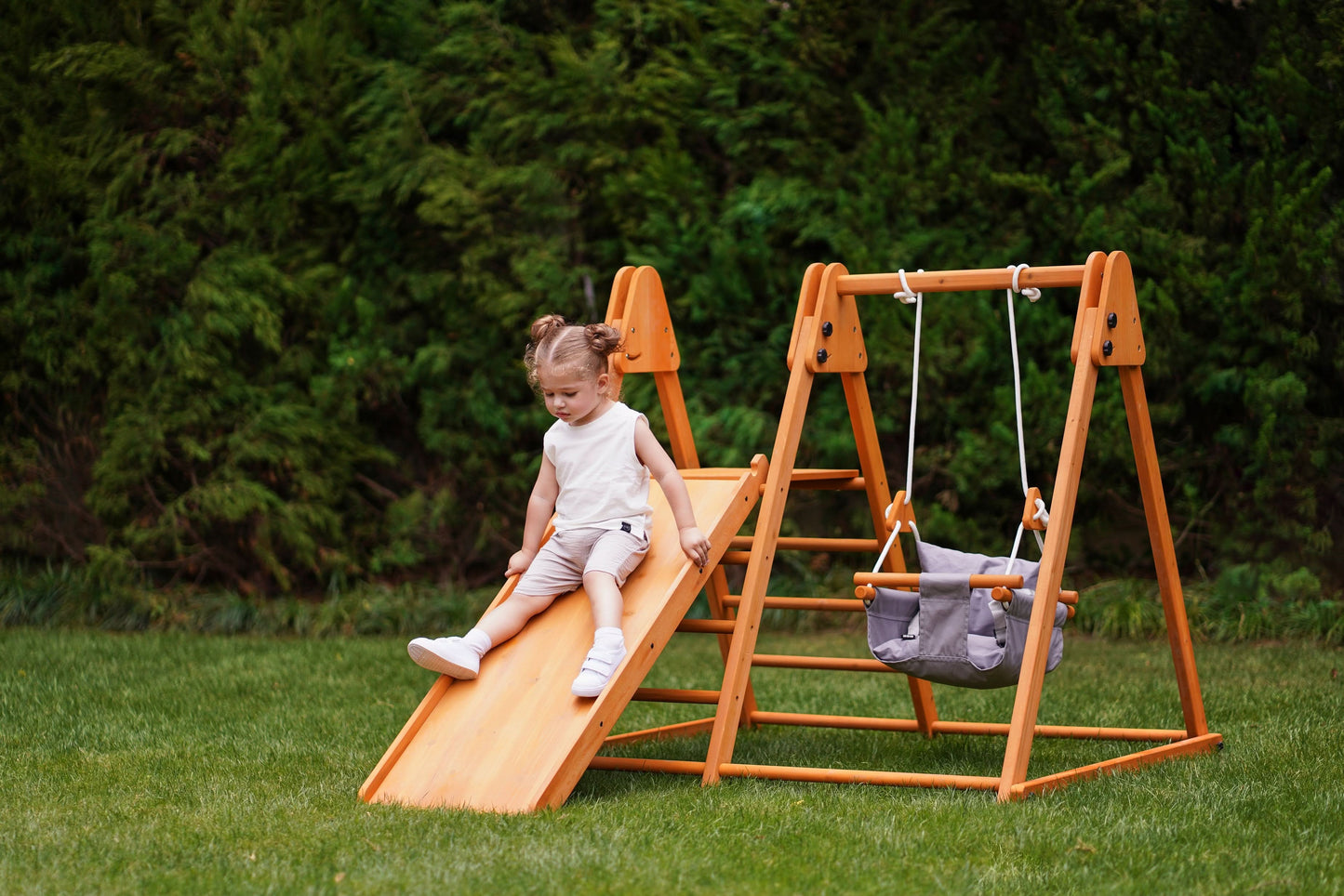Juniper Folding Indoor & Outdoor Playset | Wooden Climber for Toddlers - Chickadees Wooden Toys