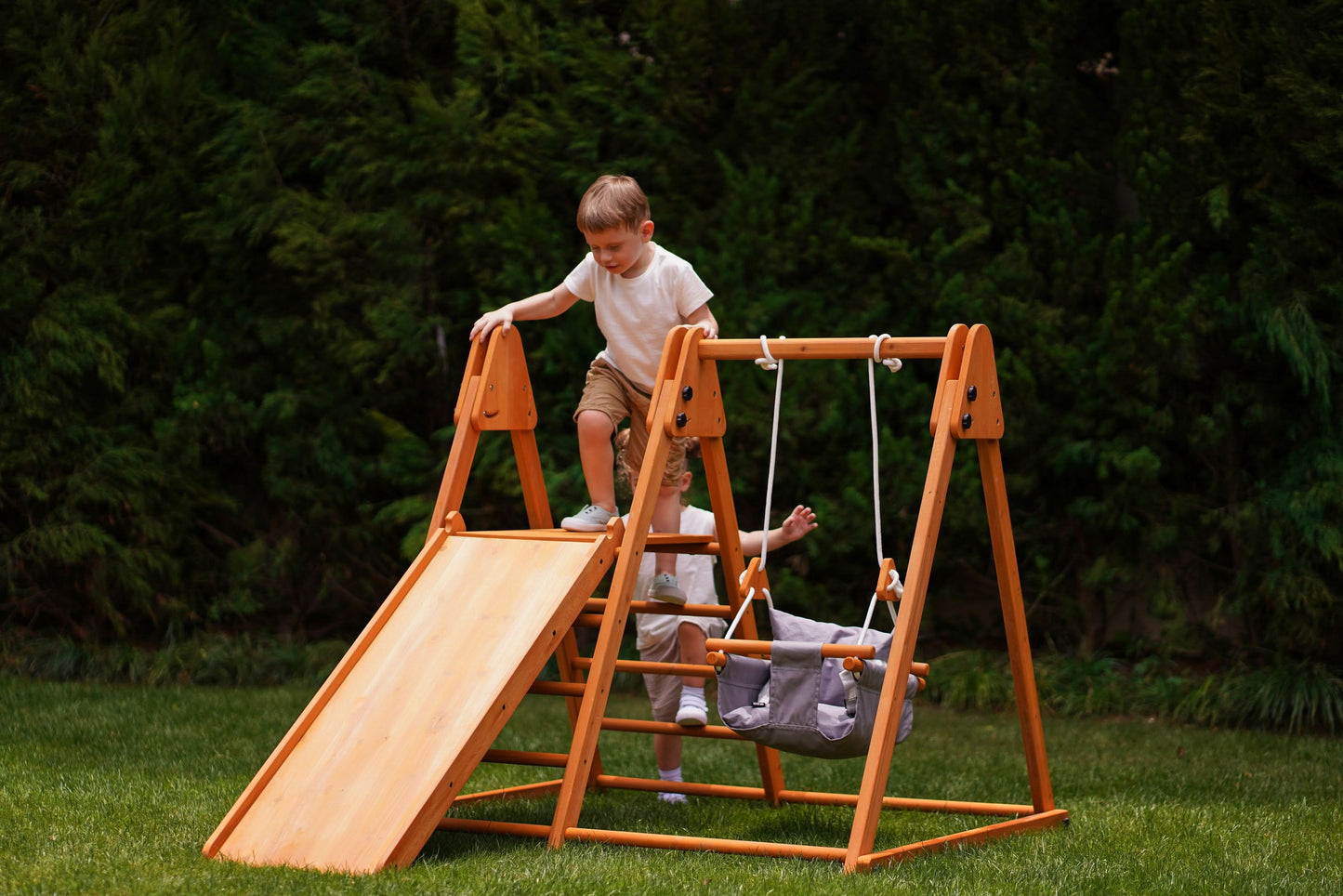 Juniper Folding Indoor & Outdoor Playset | Wooden Climber for Toddlers - Chickadees Wooden Toys