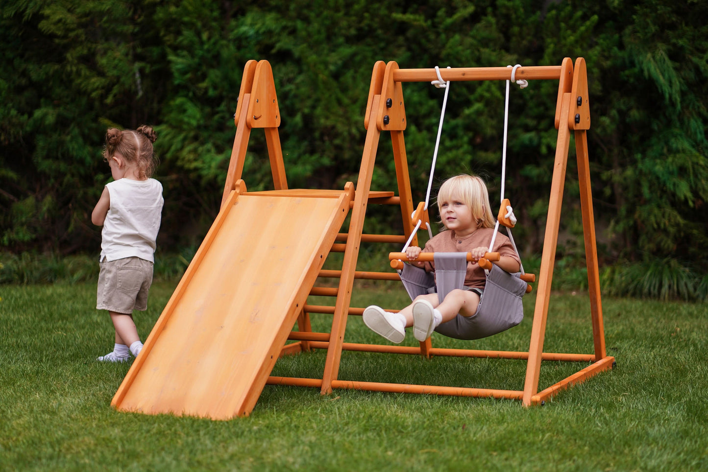 Juniper Folding Indoor & Outdoor Playset | Wooden Climber for Toddlers - Chickadees Wooden Toys