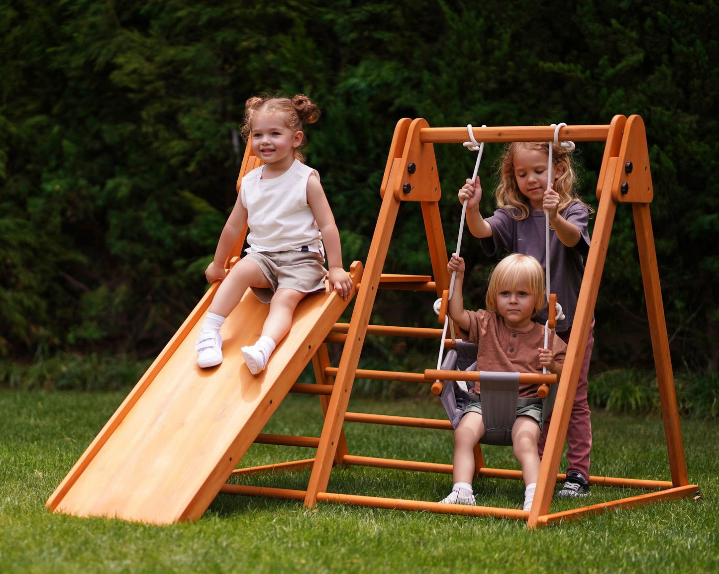 Juniper Folding Indoor & Outdoor Playset | Wooden Climber for Toddlers - Chickadees Wooden Toys