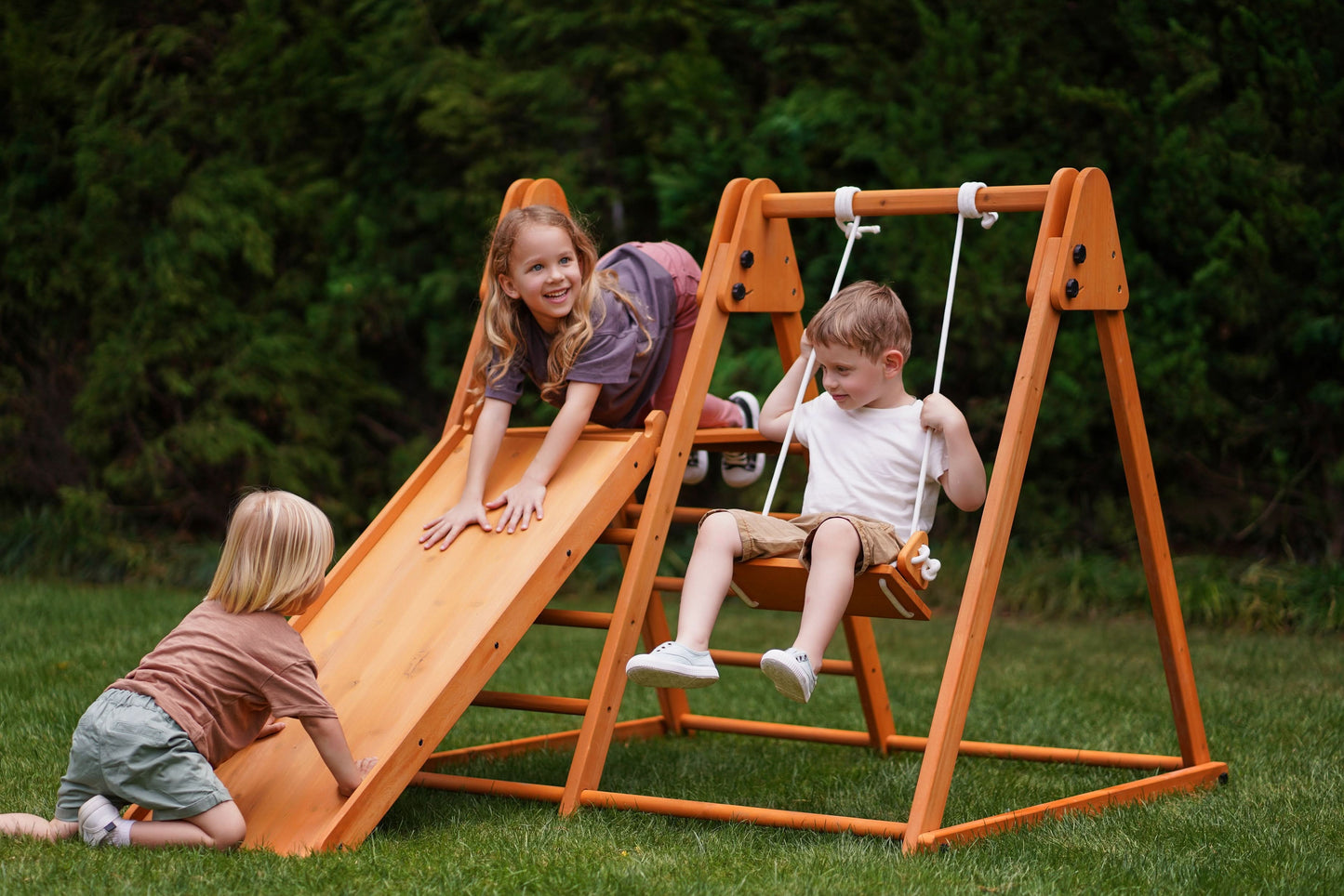 Juniper Folding Indoor & Outdoor Playset | Wooden Climber for Toddlers - Chickadees Wooden Toys