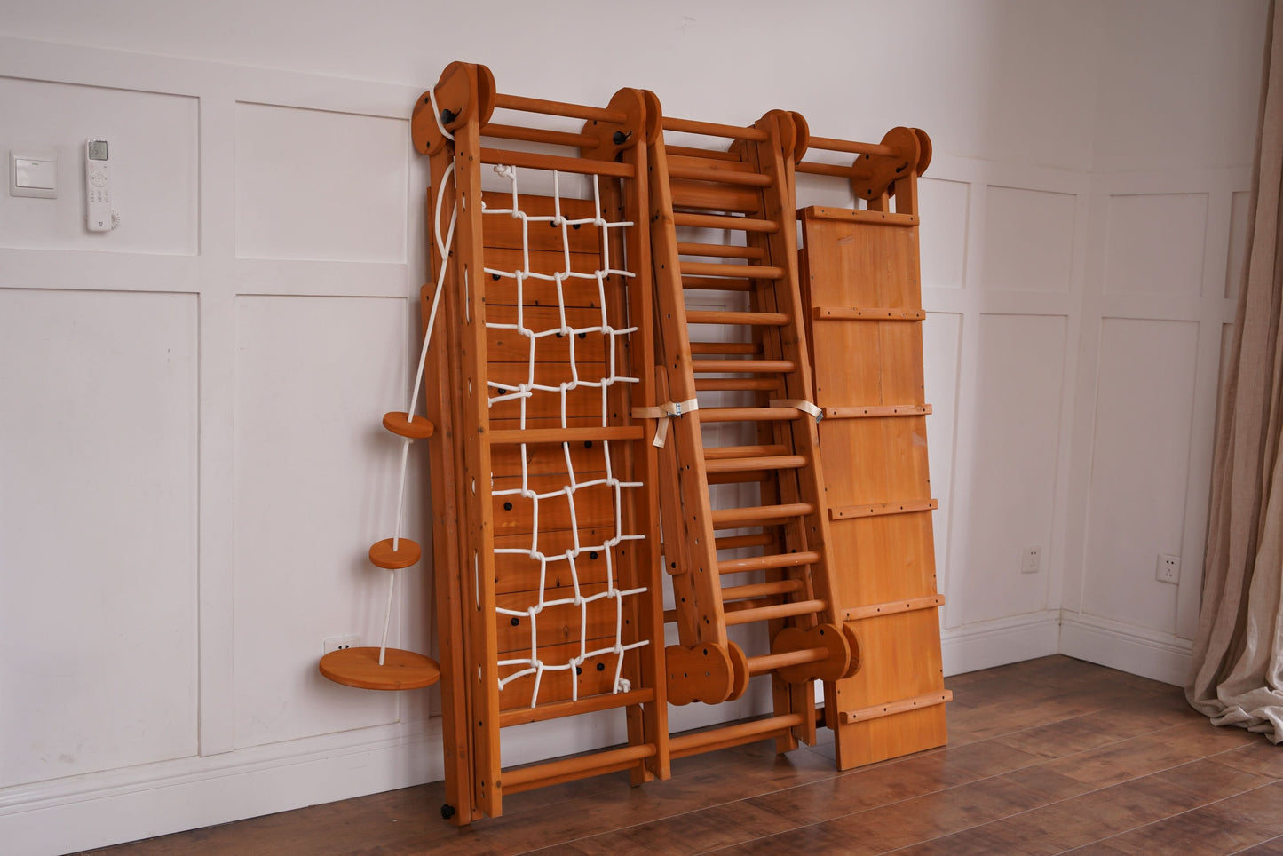 Chestnut 8-in-1 Jungle Gym for Toddlers | Indoor & Outdoor Wooden Playset - Chickadees Wooden Toys