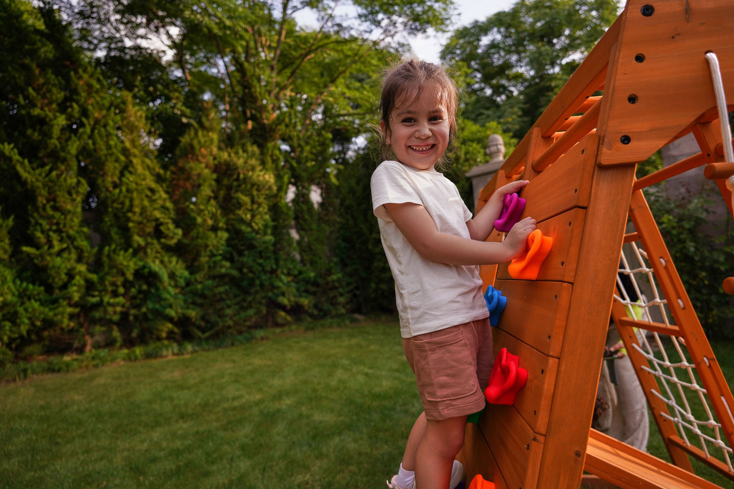 Magnolia 7-in-1 Real Wood Playset | Indoor & Outdoor Climbing Gym for Kids - Chickadees Wooden Toys