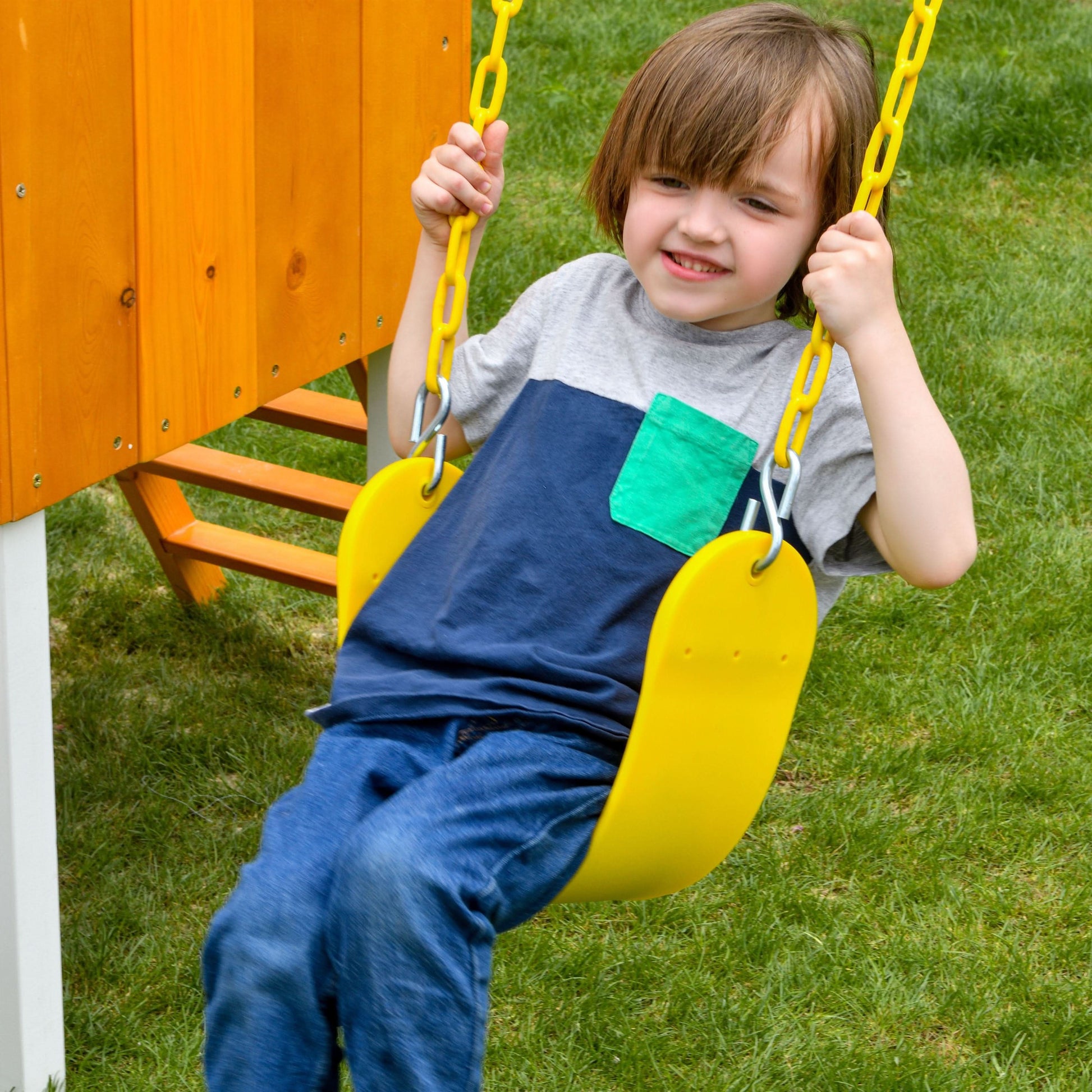 Forest Small Outdoor Toddler Swing Set | Compact Wooden Swing Frame for Babies & Kids - Chickadees Wooden Toys