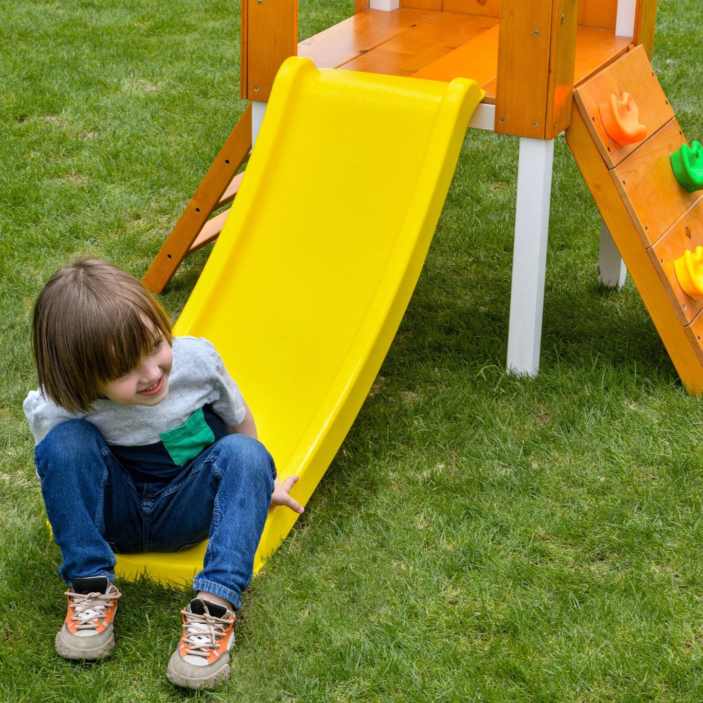 Forest Small Outdoor Toddler Swing Set | Compact Wooden Swing Frame for Babies & Kids - Chickadees Wooden Toys