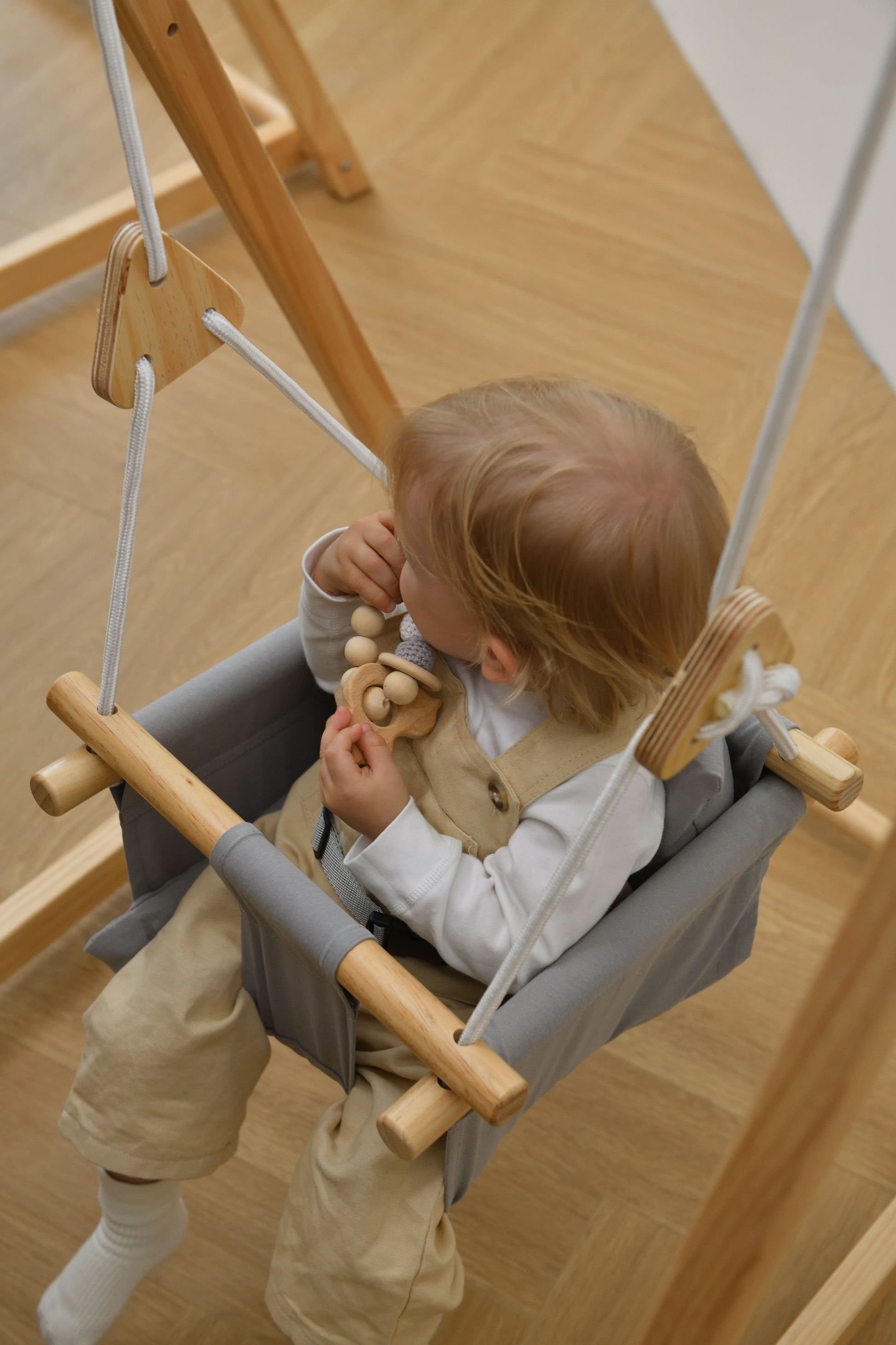 Spruce - Baby and Toddler Foldable Wooden Swing Set - Chickadees Wooden Toys