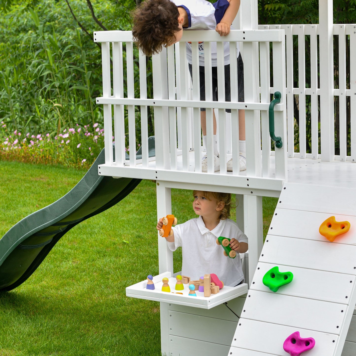 Craftsman Modern Outdoor Swing Set | Wooden Backyard Swing Frame for Kids - Chickadees Wooden Toys