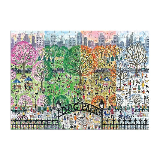 Dog Park in Four Seasons 250 Piece Wood Jigsaw Puzzle Galison - Chickadees Wooden Toys