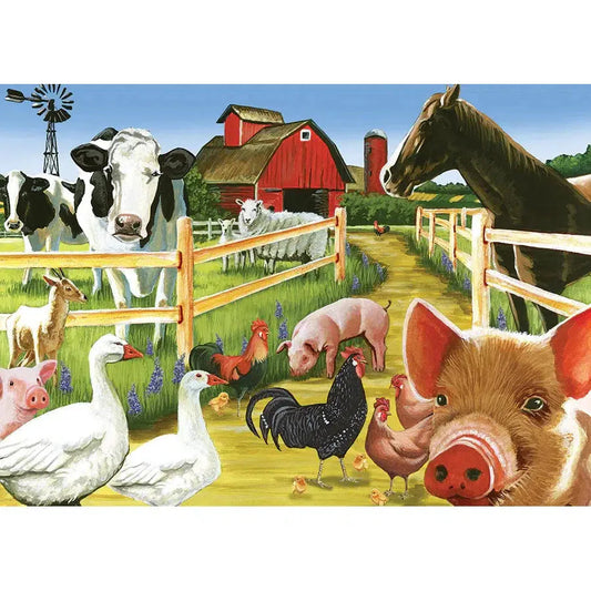 Farmyard Welcome 35 Piece Tray Jigsaw Puzzle Cobble Hill - Chickadees Wooden Toys