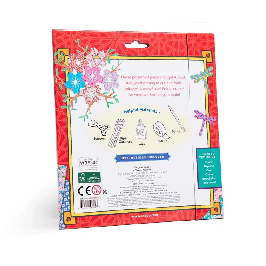 Flower Patterns Origami Papers Kit eeBoo - Chickadees Wooden Toys