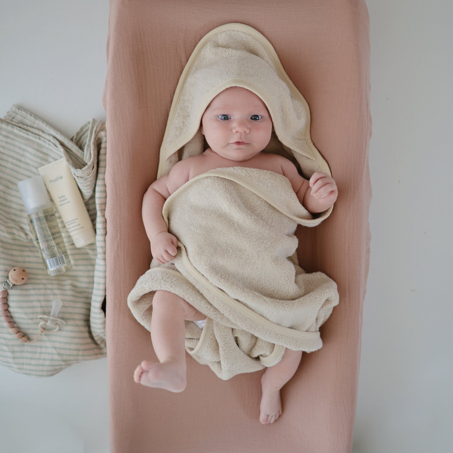 Organic Cotton Baby Hooded Towel - Chickadees Wooden Toys
