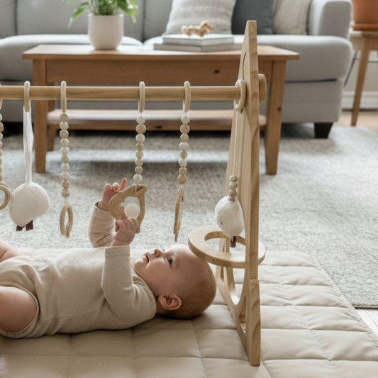 Rocket Wooden Baby Gym – Modern Montessori-Inspired Infant Play Arch
