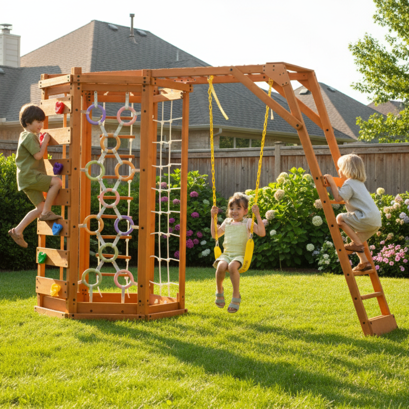 GETAWAY SwingStep（ゲッタウェイ） Hawthorn | Octagon Outdoor Jungle Gym | Chickadees Wooden Toys