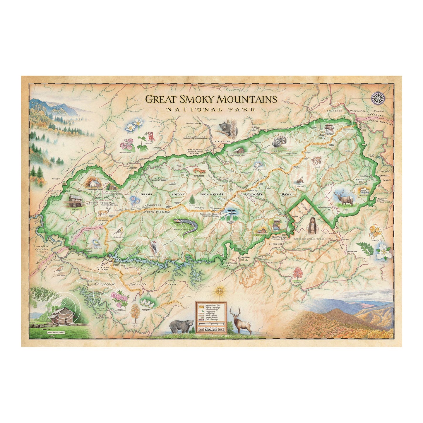 Great Smoky Mountains National Park 1000 Piece Jigsaw Puzzle Xplorer Maps