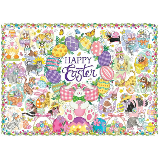 Happy Easter 350 Piece Family Jigsaw Puzzle Cobble Hill - Chickadees Wooden Toys