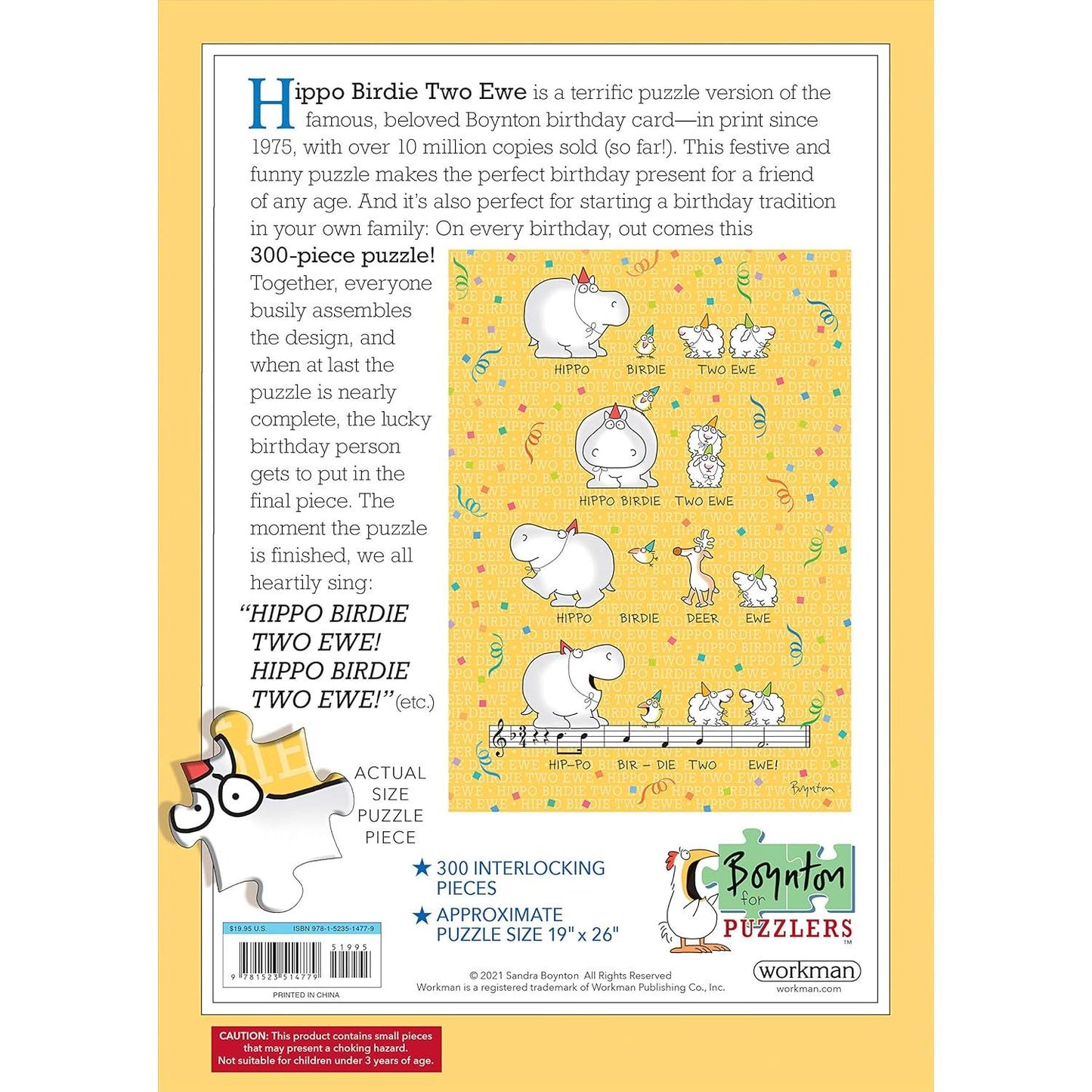 Hippo Birdie Two Ewe 300 Piece Happy Birthday Jigsaw Puzzle Workman