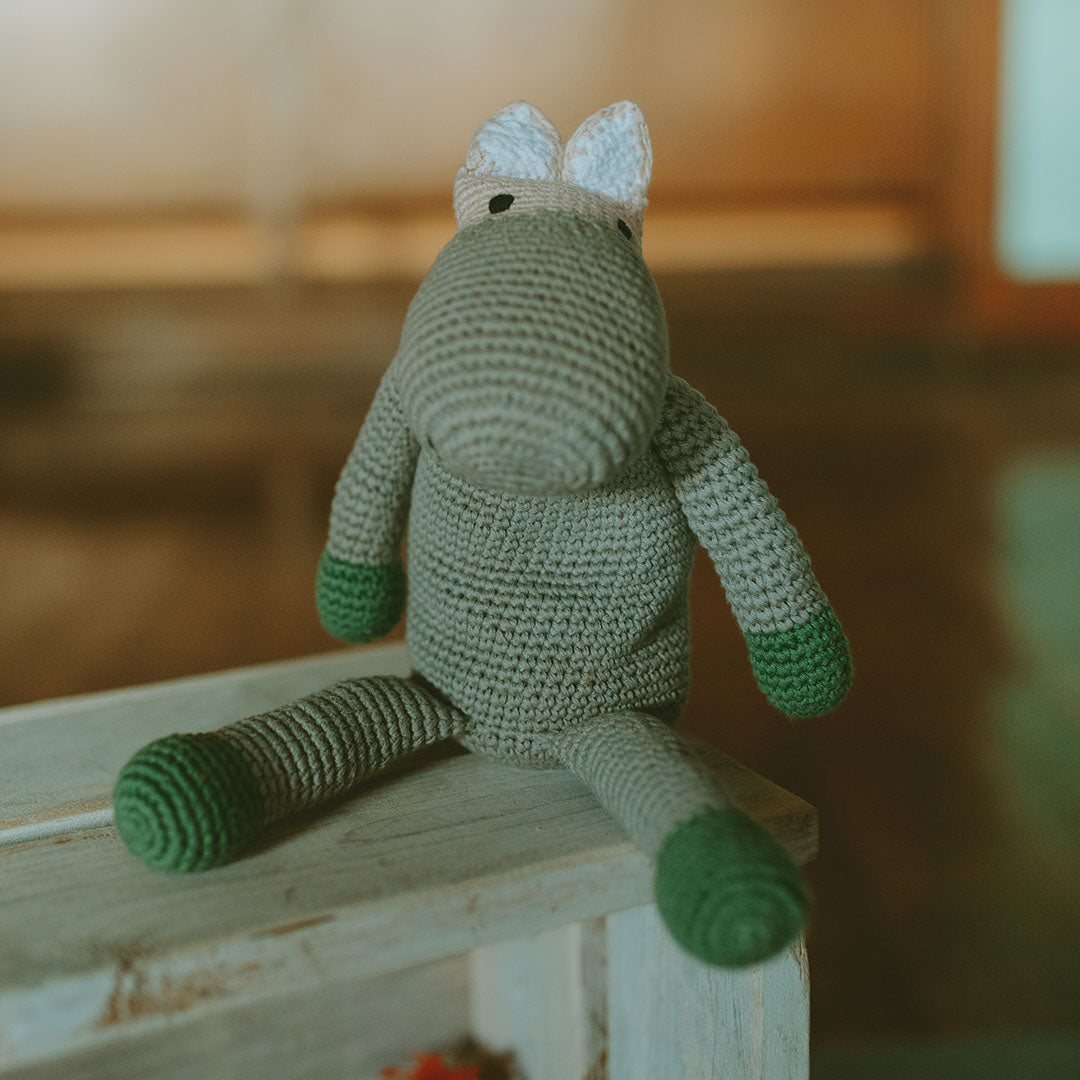 Organic Hippo Rattle - Chickadees Wooden Toys