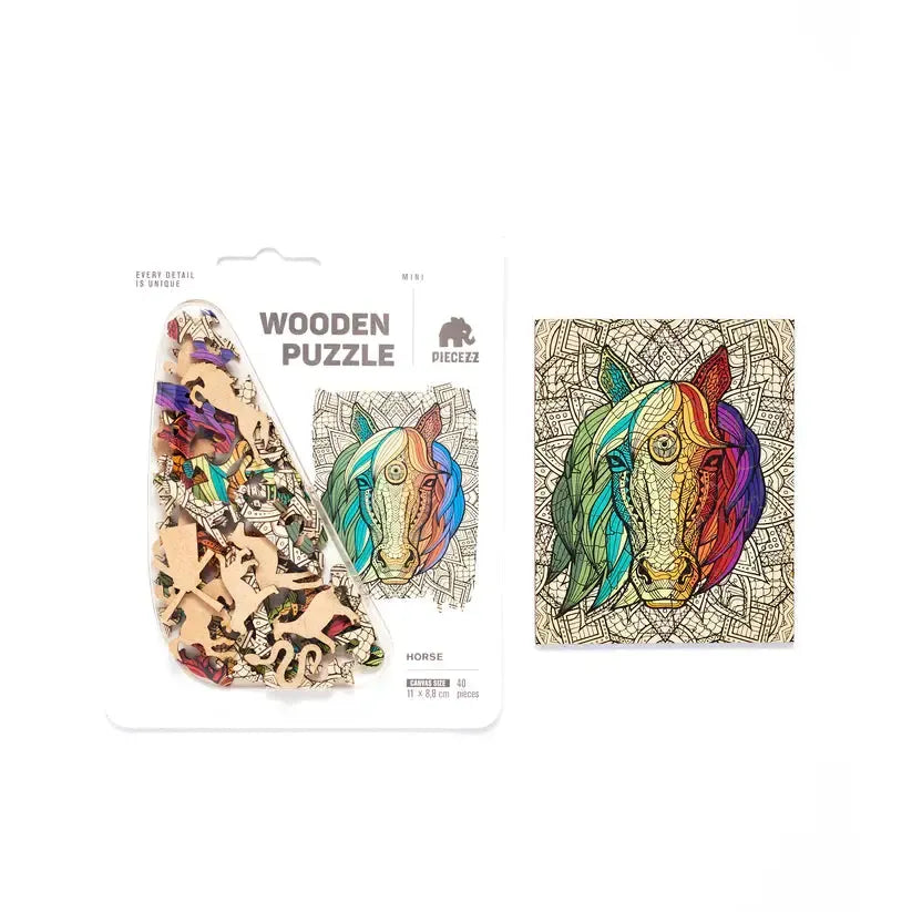 Horse 40 Piece Mini Wooden Jigsaw Puzzle Geek Toys - Chickadees Wooden Toys