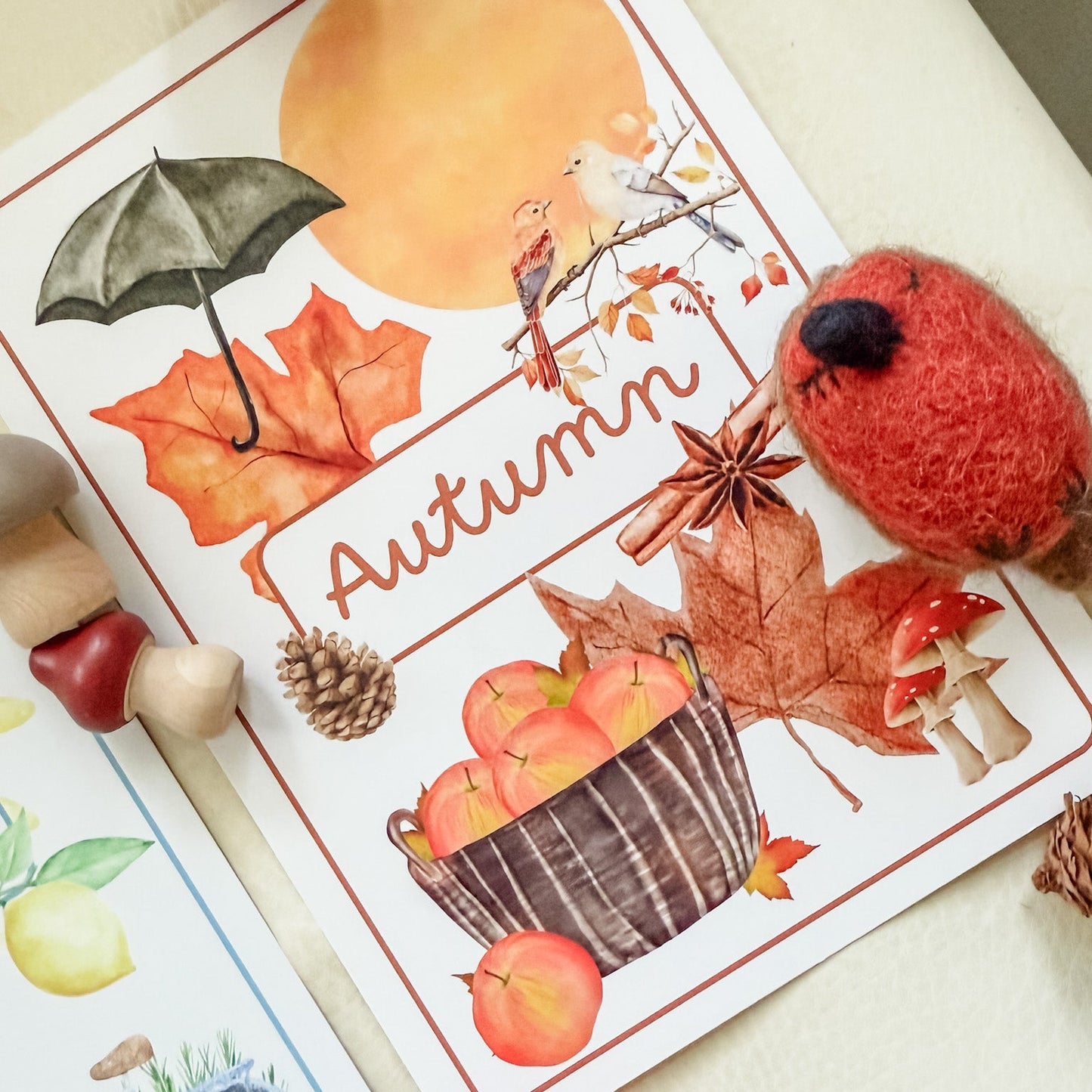 Autumn Season Cards - Chickadees Wooden Toys