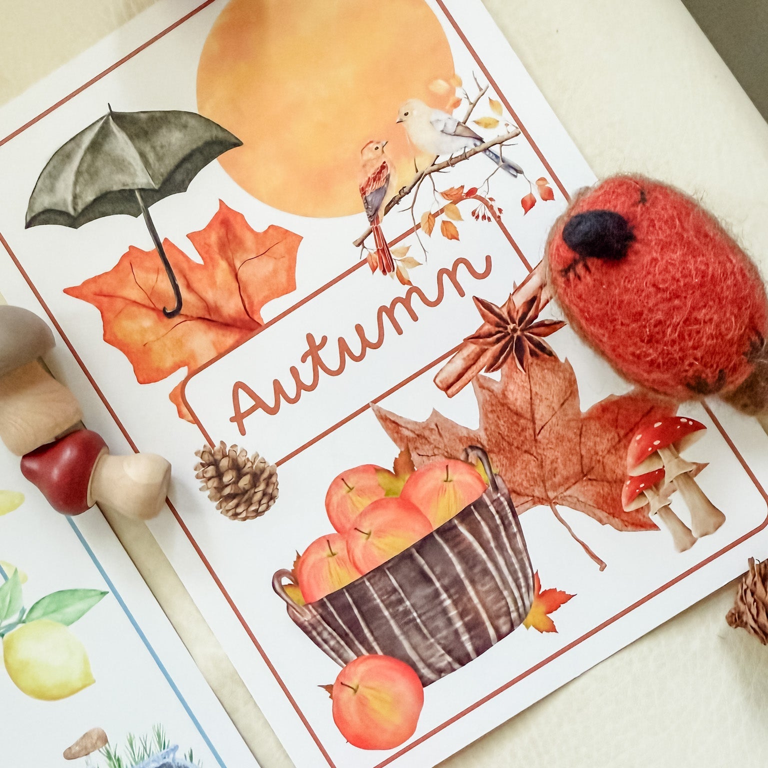 Autumn Season Cards - Chickadees Wooden Toys
