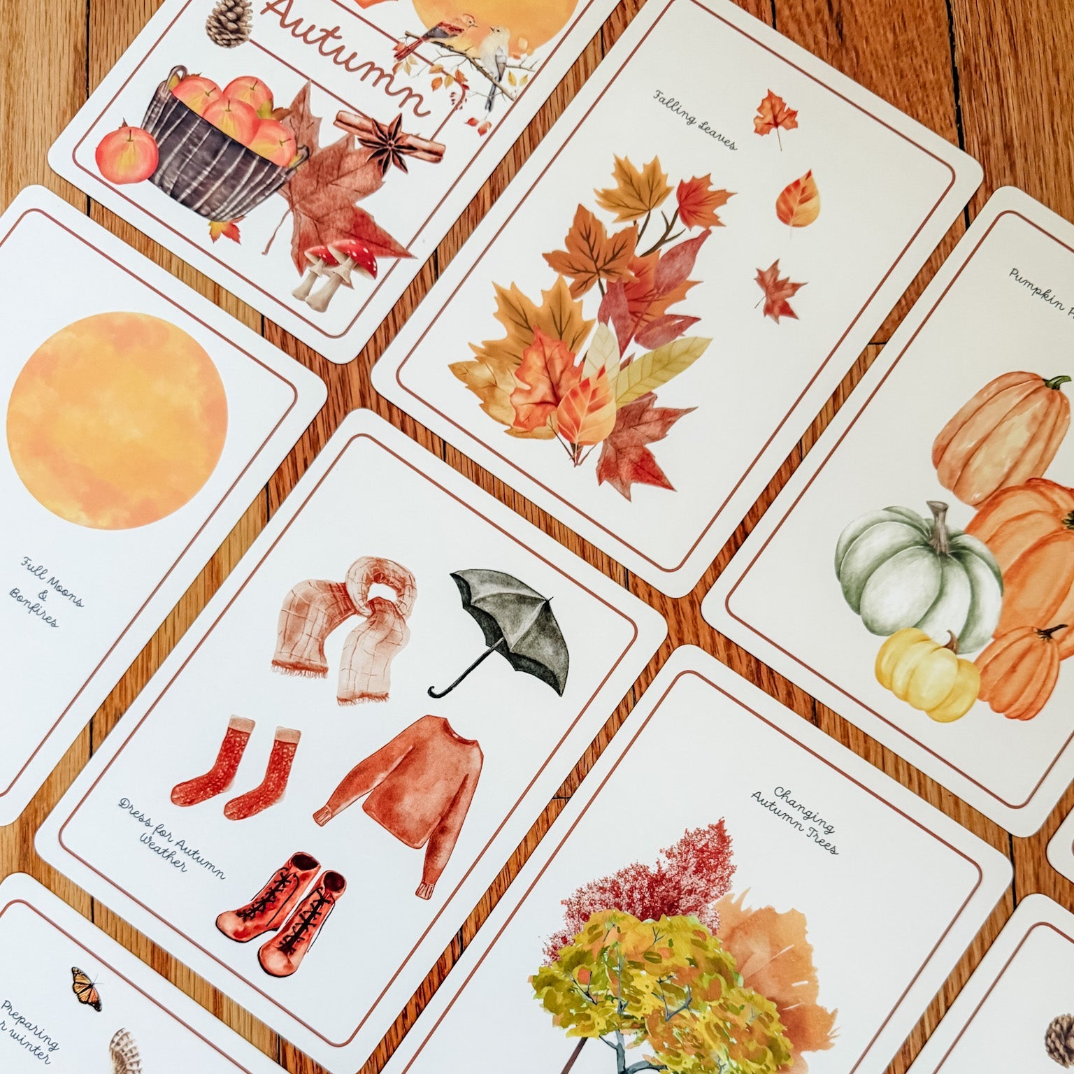 Autumn Season Cards - Chickadees Wooden Toys
