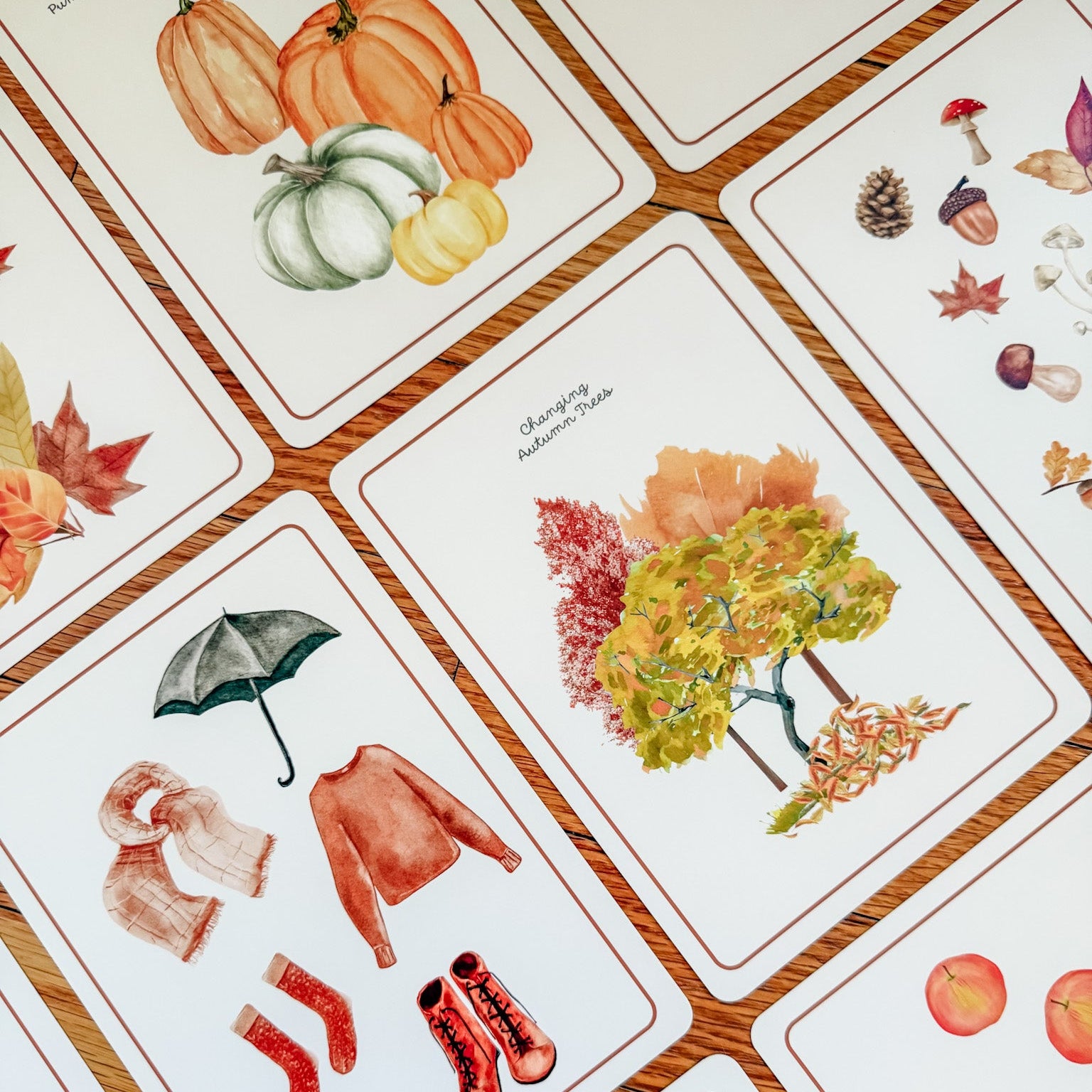 Autumn Season Cards - Chickadees Wooden Toys