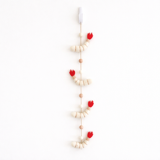 Felt Garland - Shrimp - Chickadees Wooden Toys