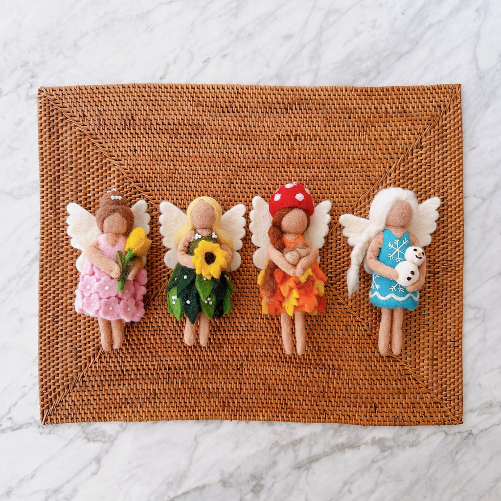Four Seasons Fairy Felt Ornament Set – Spring, Summer, Fall & Winter Angels