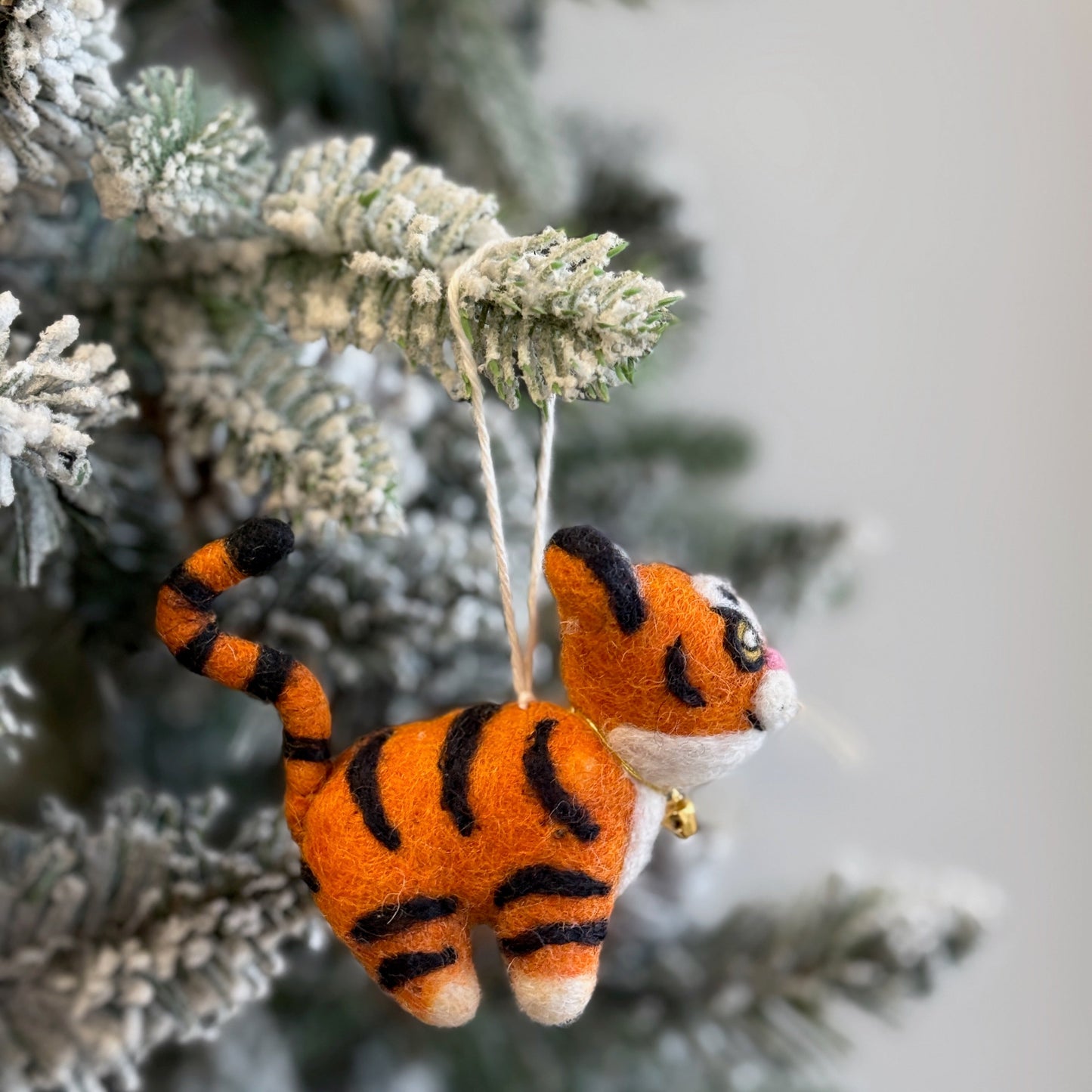Felt Tiger Christmas Ornament with Bell