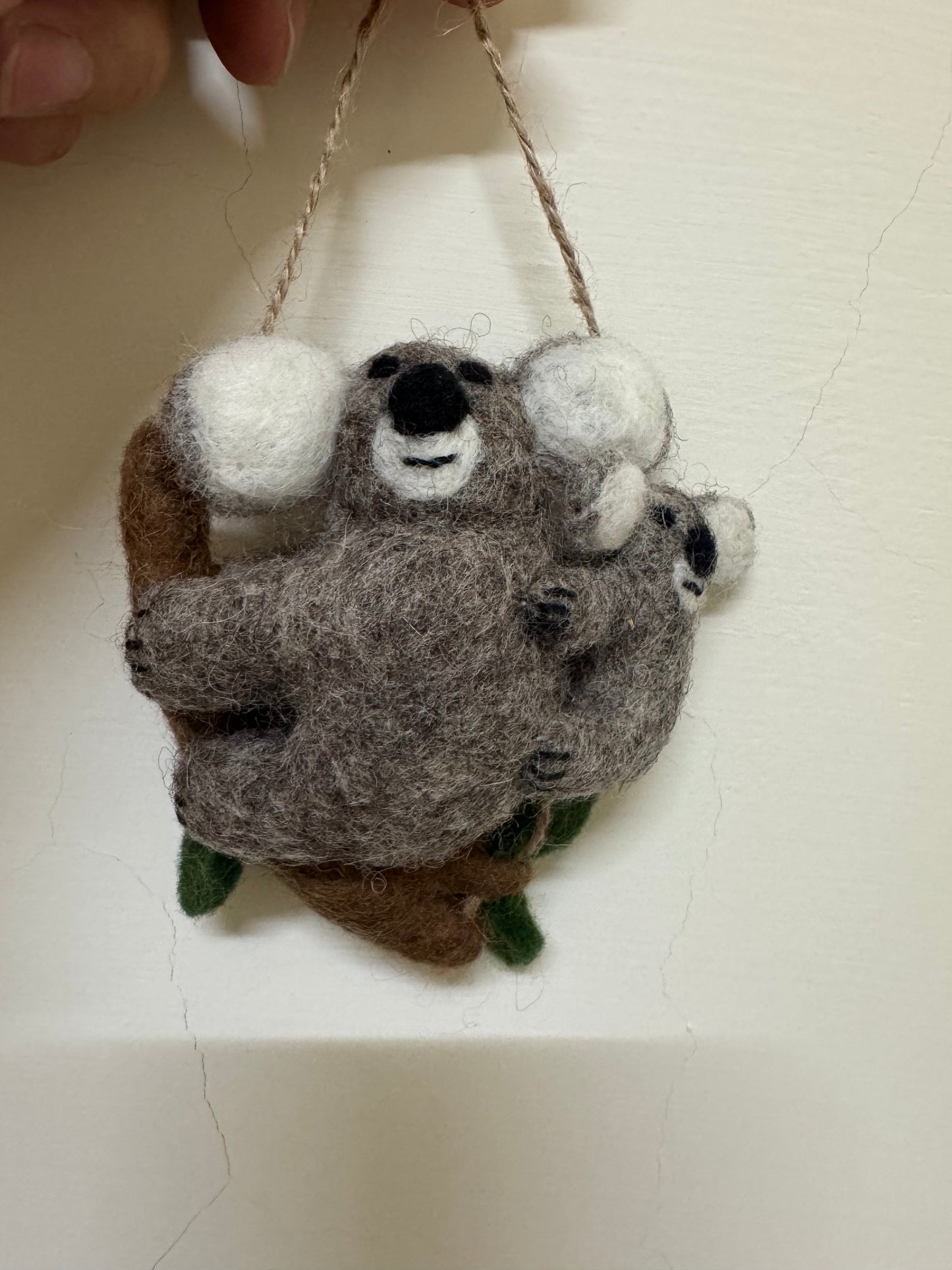 Felt Koala with Baby Ornament - Chickadees Wooden Toys