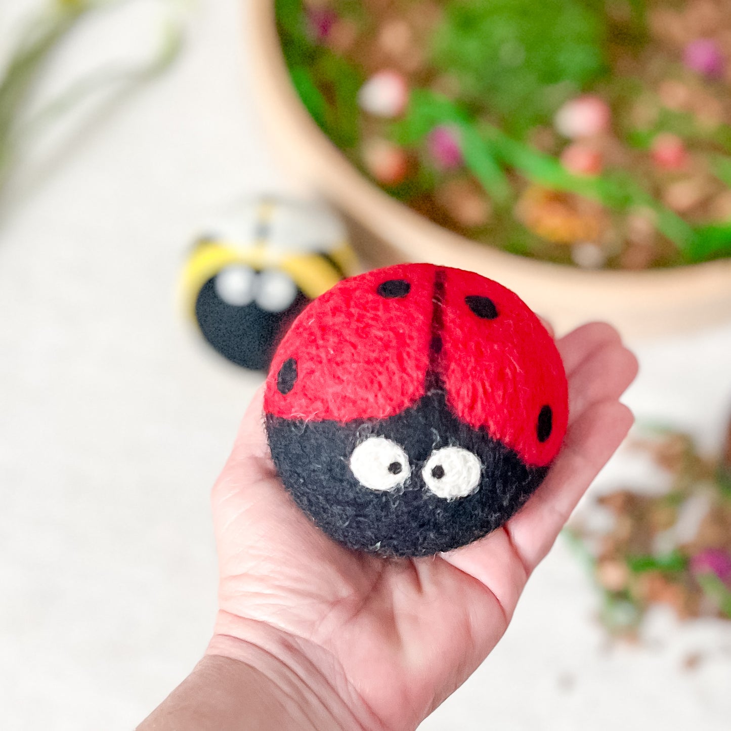 Ladybug & Bumblebee Large Felt Balls - Chickadees Wooden Toys