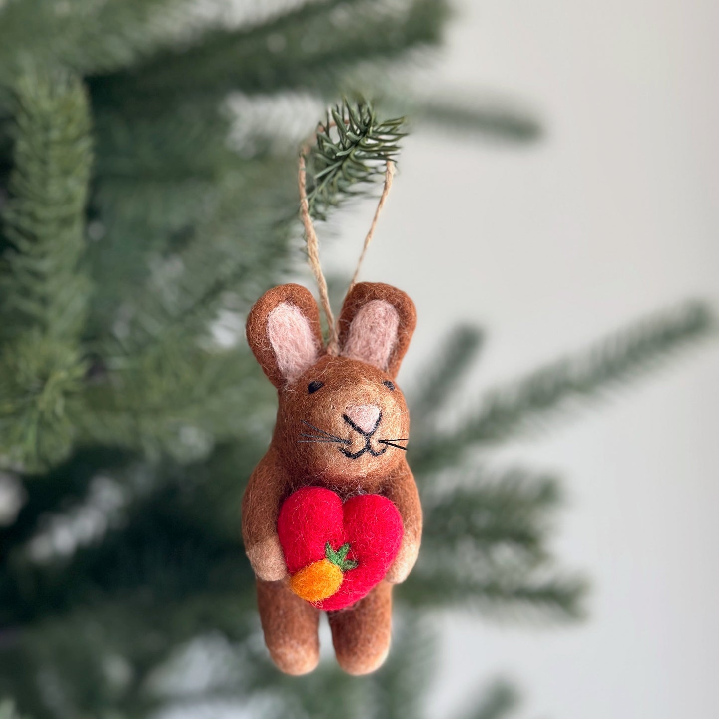 Felt Ornament - Bunny Holding A Heart - Chickadees Wooden Toys