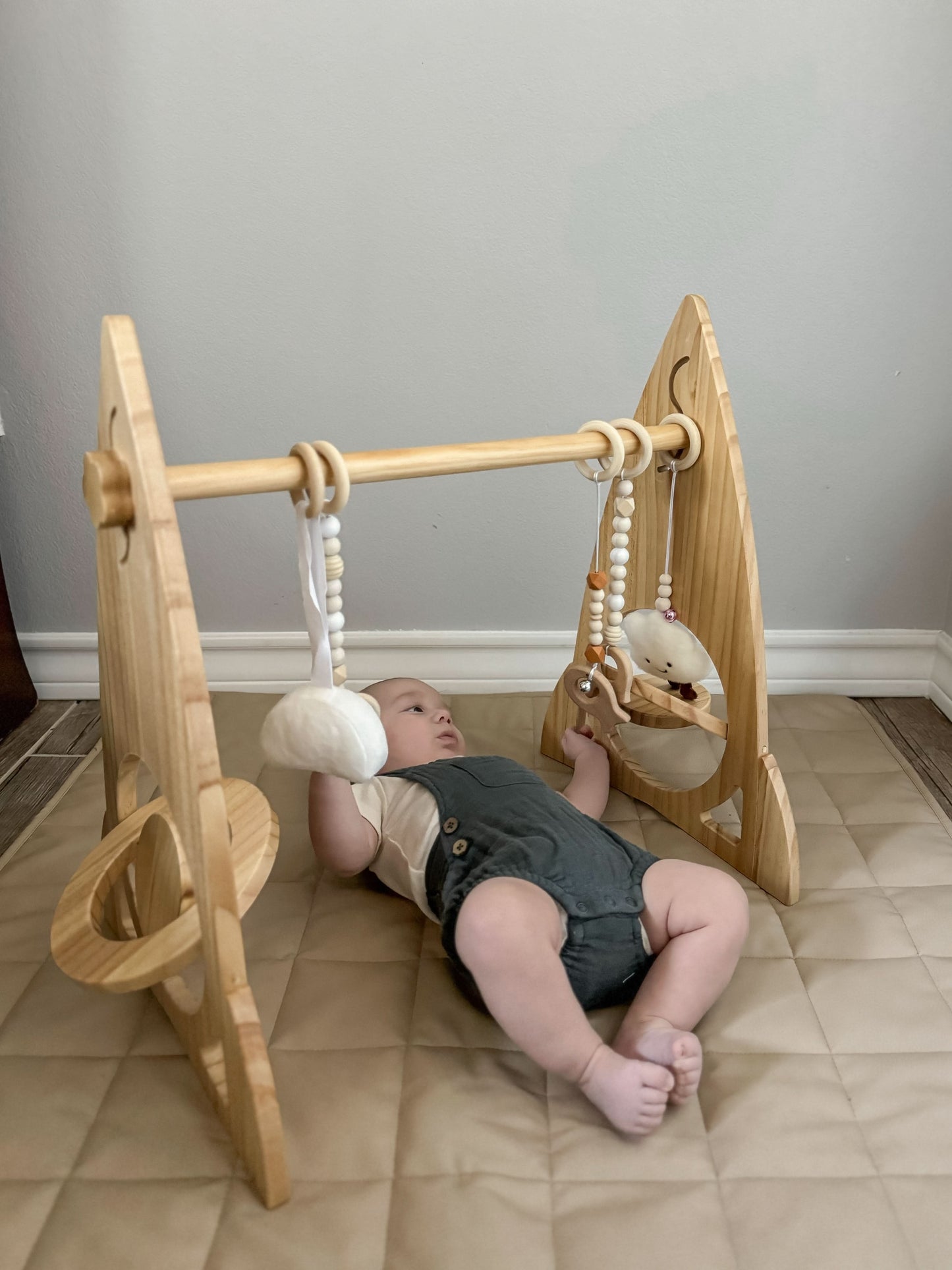 Rocket Wooden Baby Gym – Modern Montessori-Inspired Infant Play Arch - Chickadees Wooden Toys