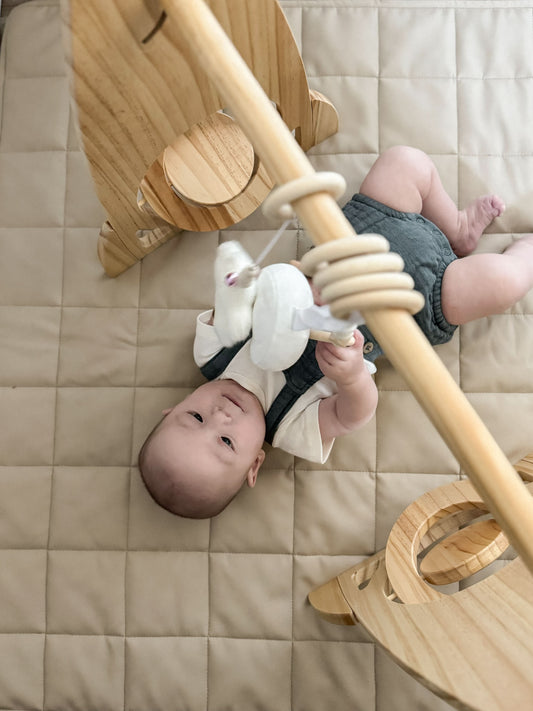 Rocket Wooden Baby Gym – Modern Montessori-Inspired Infant Play Arch - Chickadees Wooden Toys