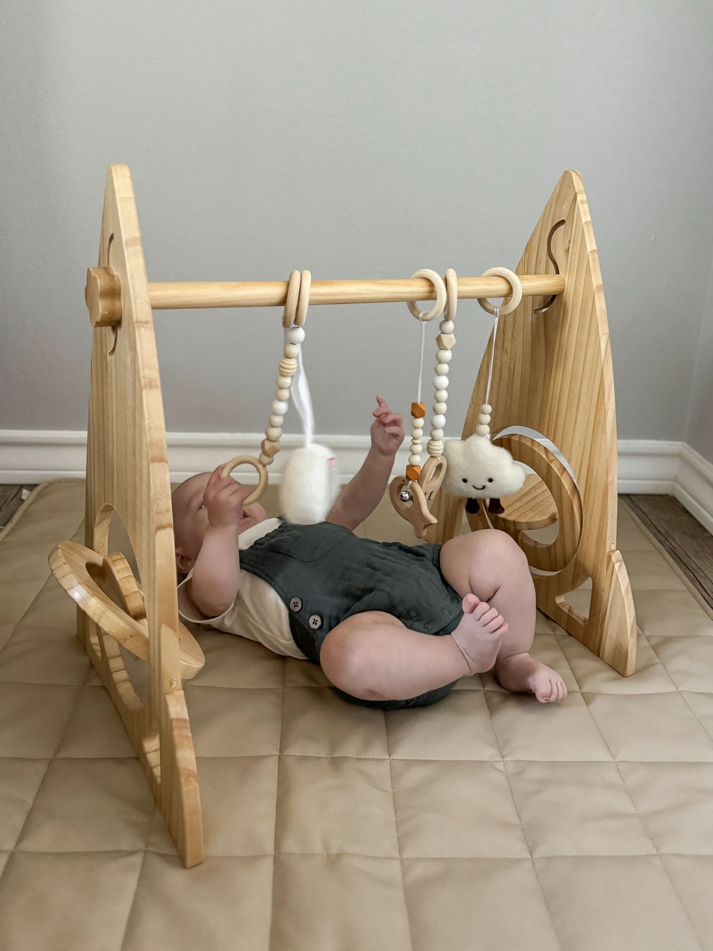 Rocket Wooden Baby Gym – Modern Montessori-Inspired Infant Play Arch - Chickadees Wooden Toys