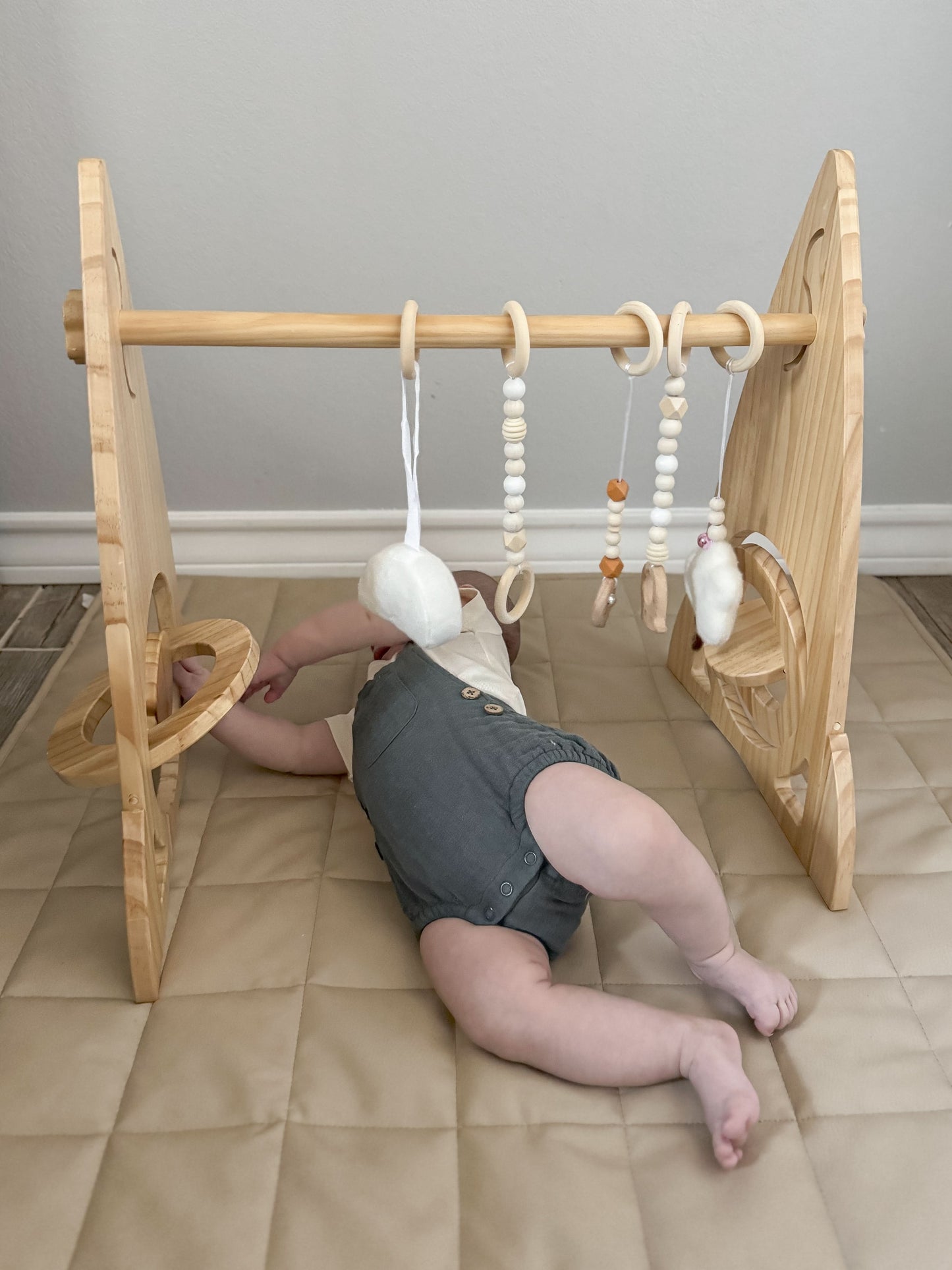 Rocket Wooden Baby Gym – Modern Montessori-Inspired Infant Play Arch - Chickadees Wooden Toys