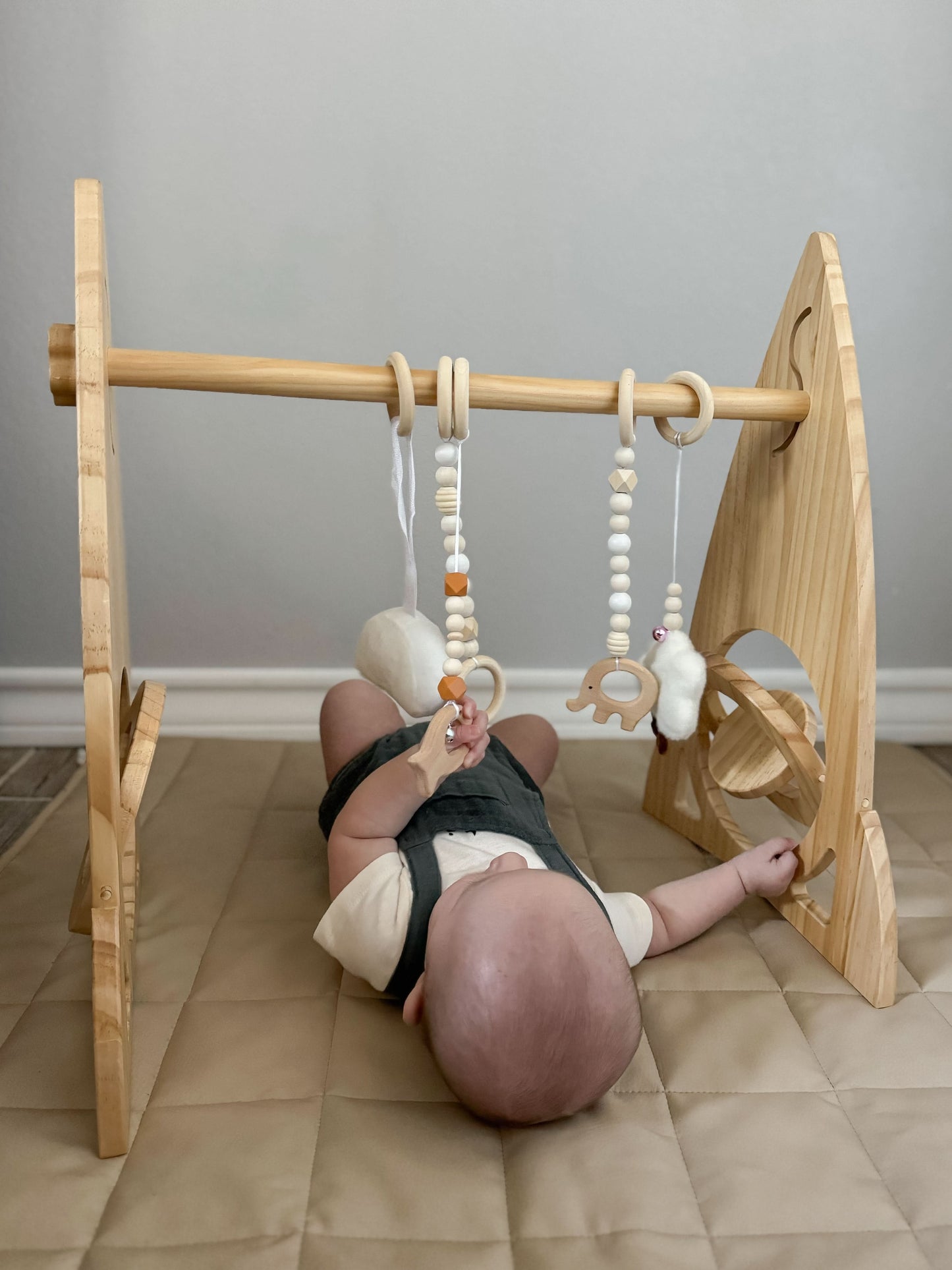 Rocket Wooden Baby Gym – Modern Montessori-Inspired Infant Play Arch - Chickadees Wooden Toys