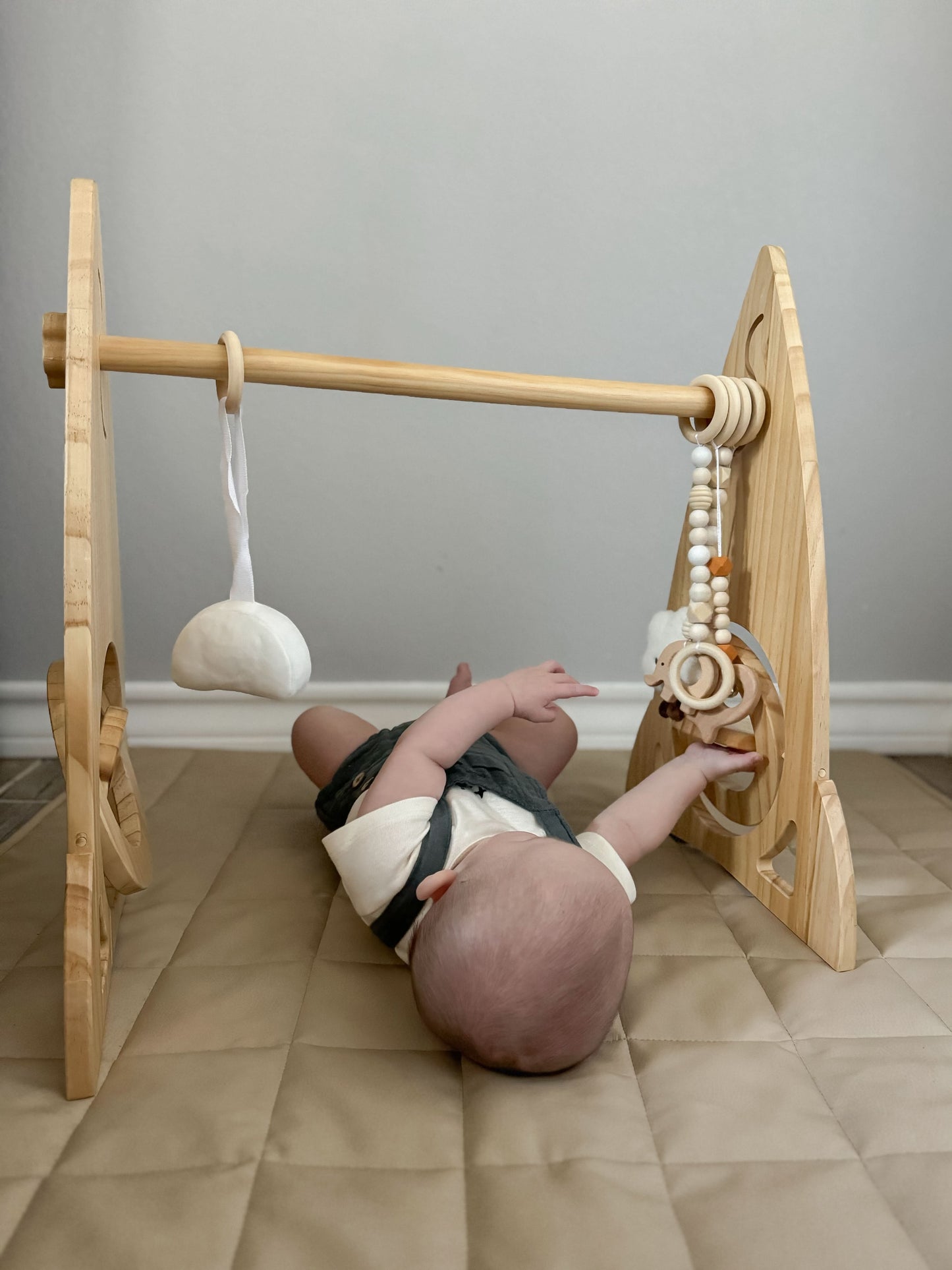 Rocket Wooden Baby Gym – Modern Montessori-Inspired Infant Play Arch - Chickadees Wooden Toys