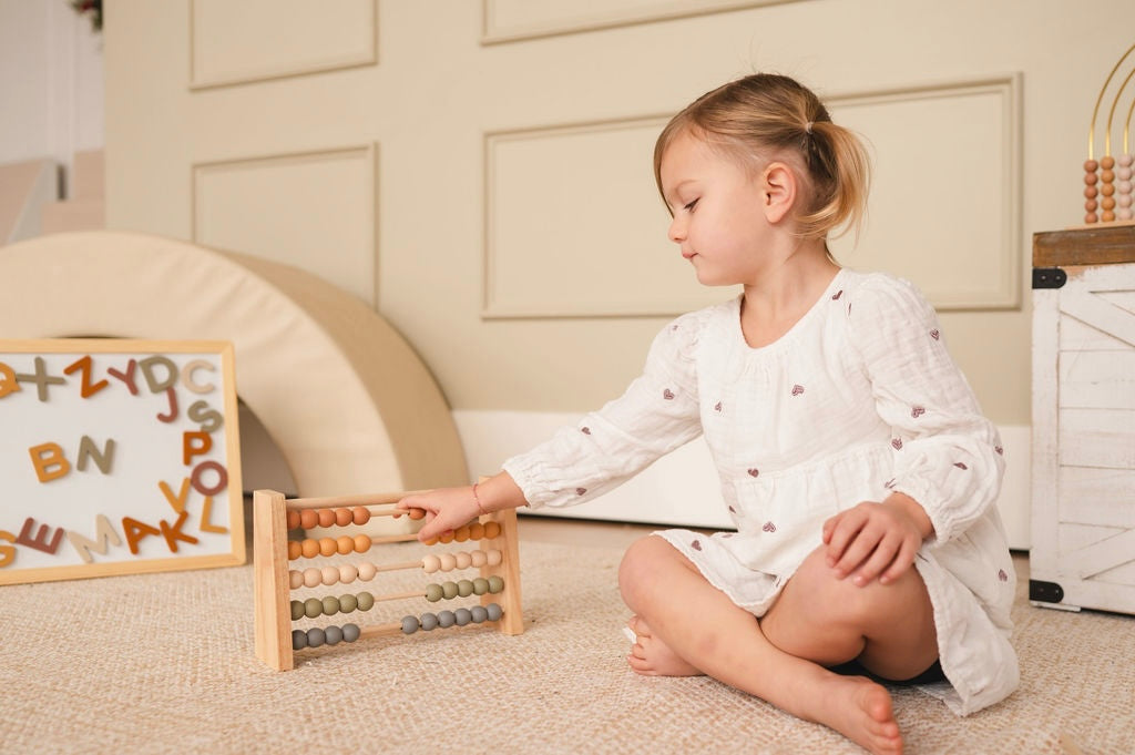 Neutral Wooden Abacus - Chickadees Wooden Toys