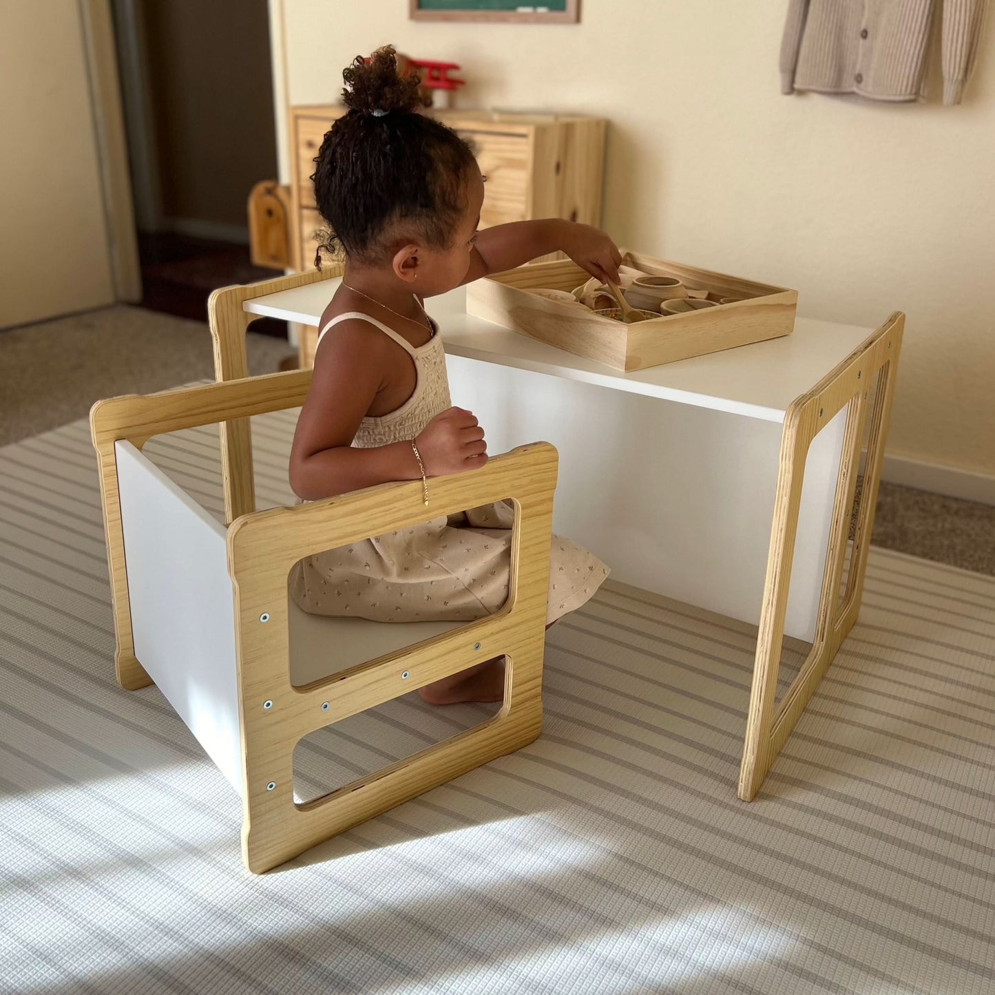 Hanover Weaning Table & Chair Set for Toddlers | Montessori-Style Wood Furniture - Chickadees Wooden Toys