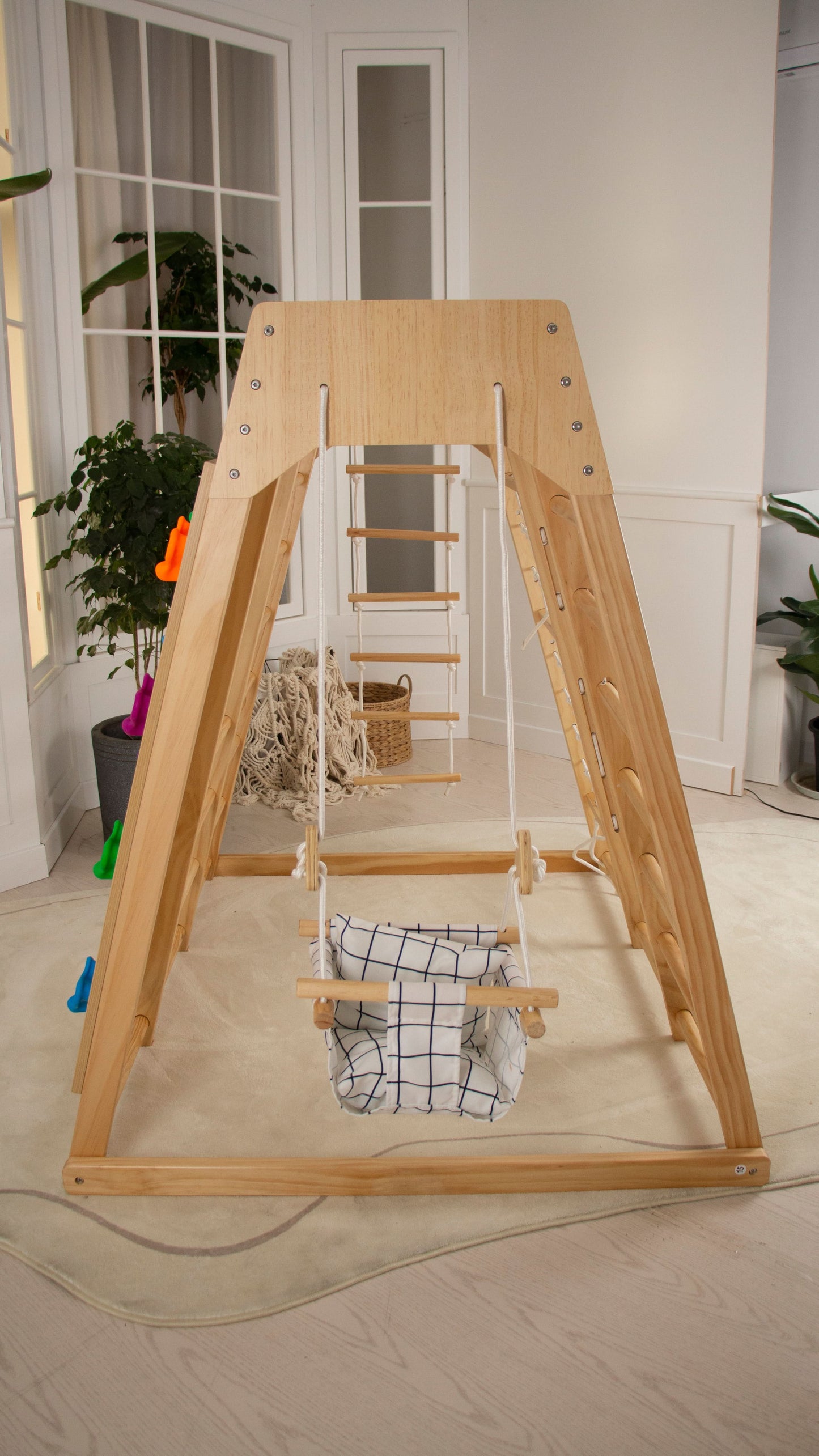 Indoor Baby Swing Seat | Soft Cotton Toddler Hammock for All Swingsets (Frame Not Included) - Chickadees Wooden Toys
