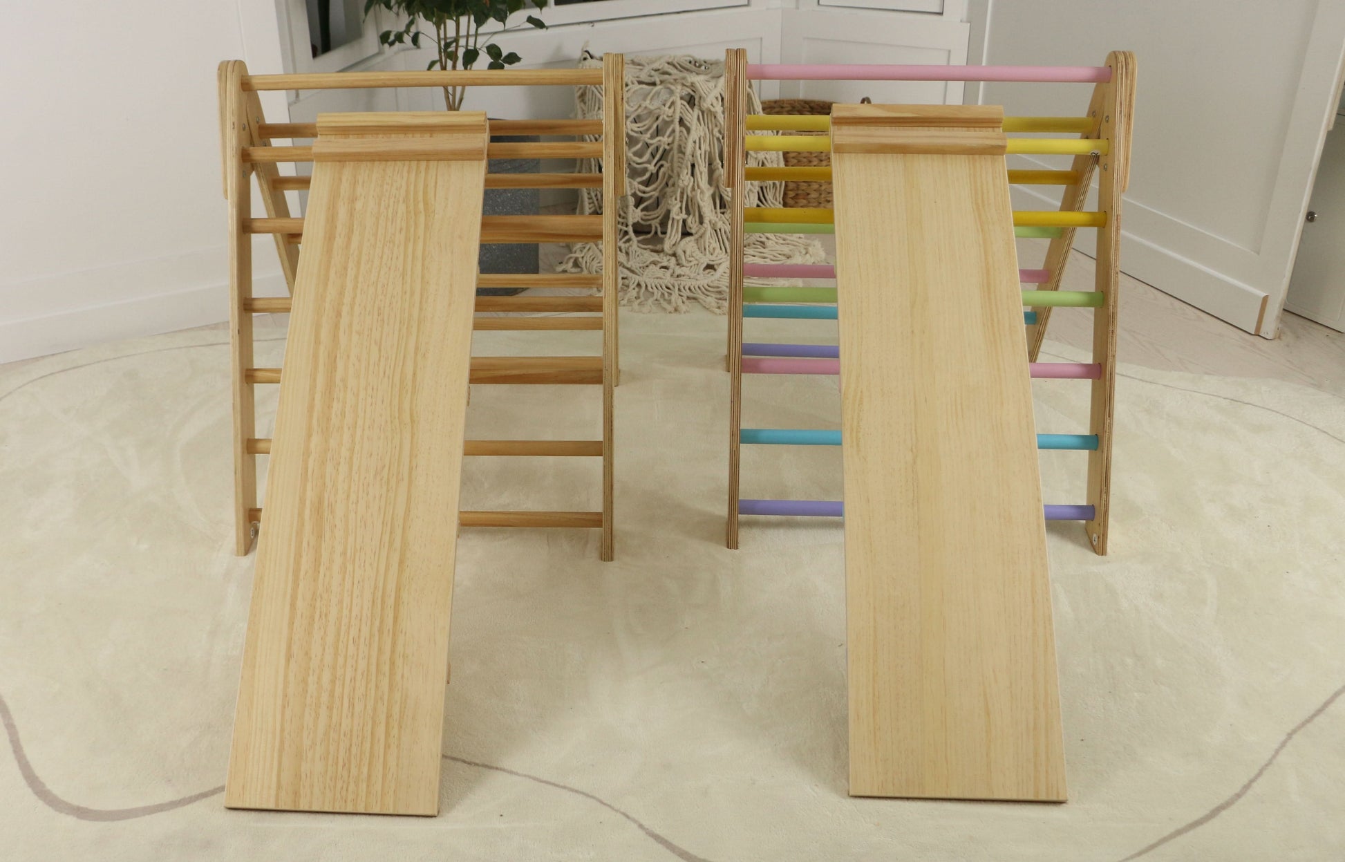 Olive- Pikler Triangle Ladder and Climber Slide - Multiple Sizes - Chickadees Wooden Toys