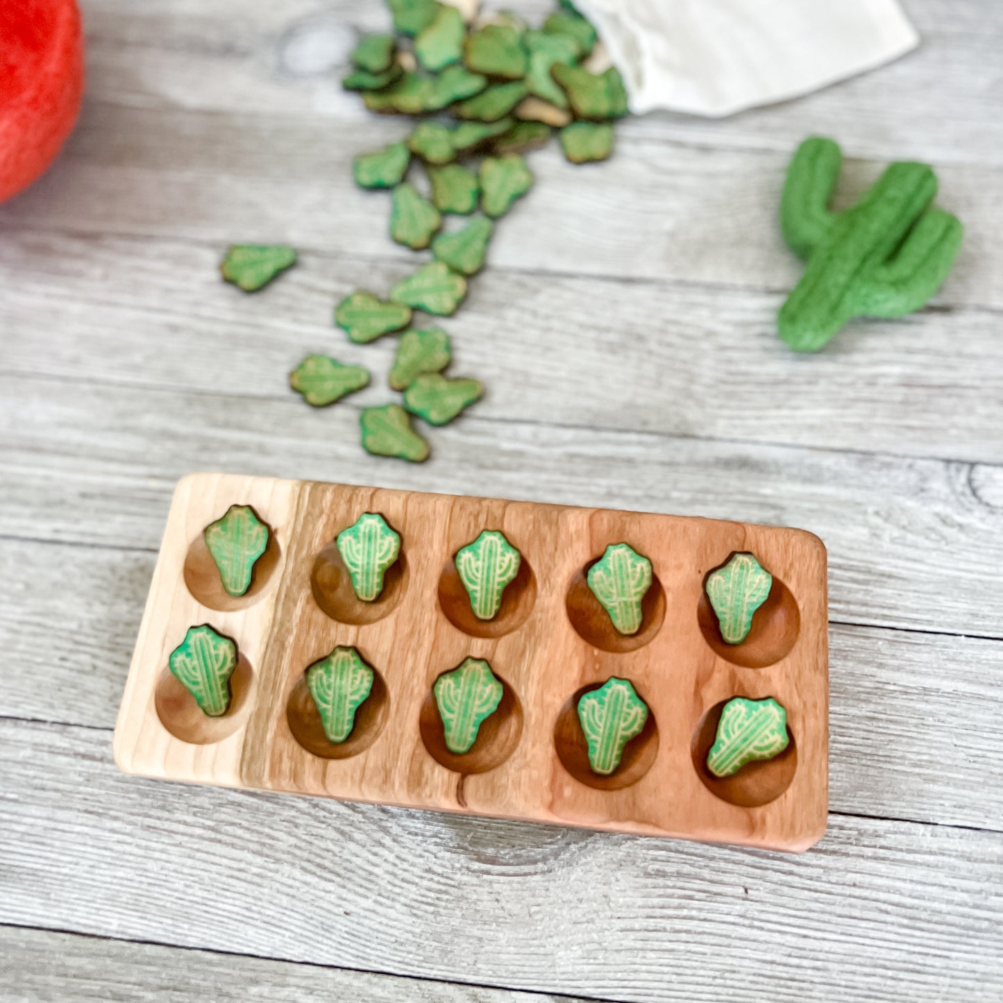 Set of 50 Wooden Cactus Counters
